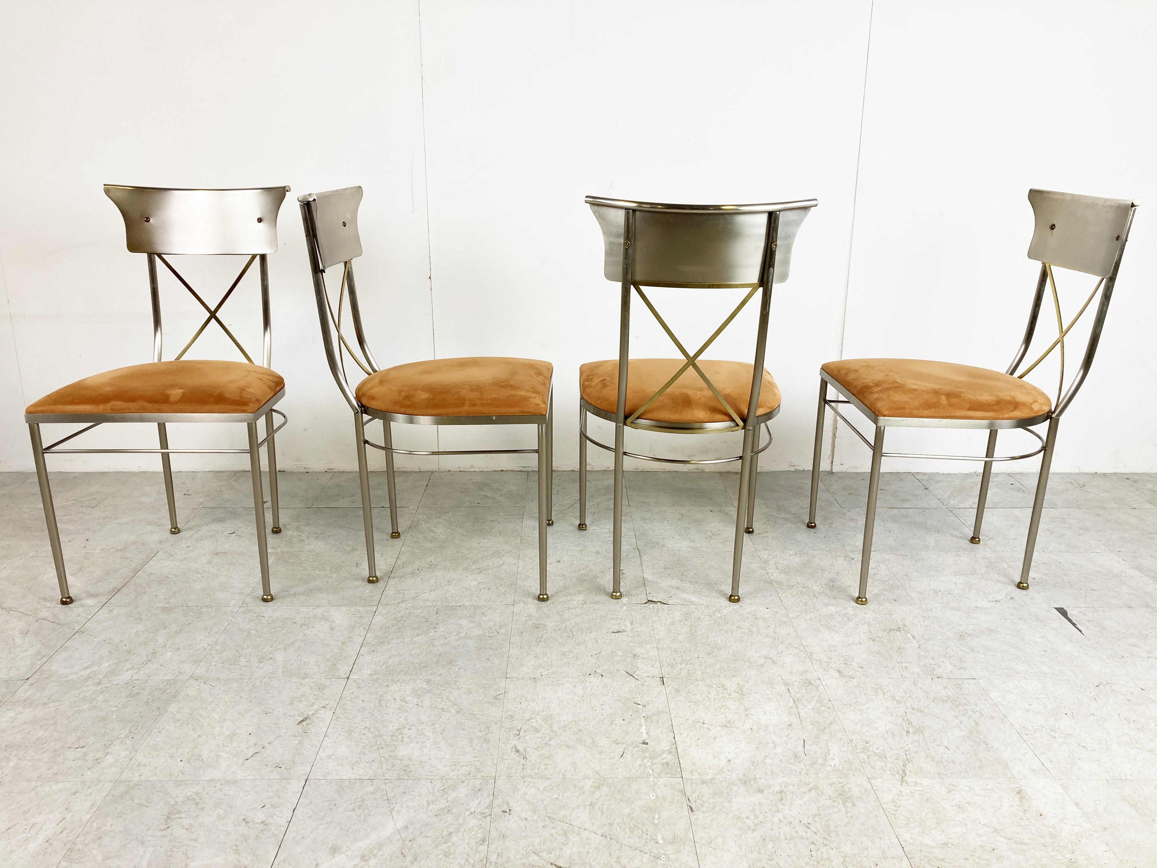 Metal Vintage Dining Chairs by Belgo Chrom, Set of 4, 1970s