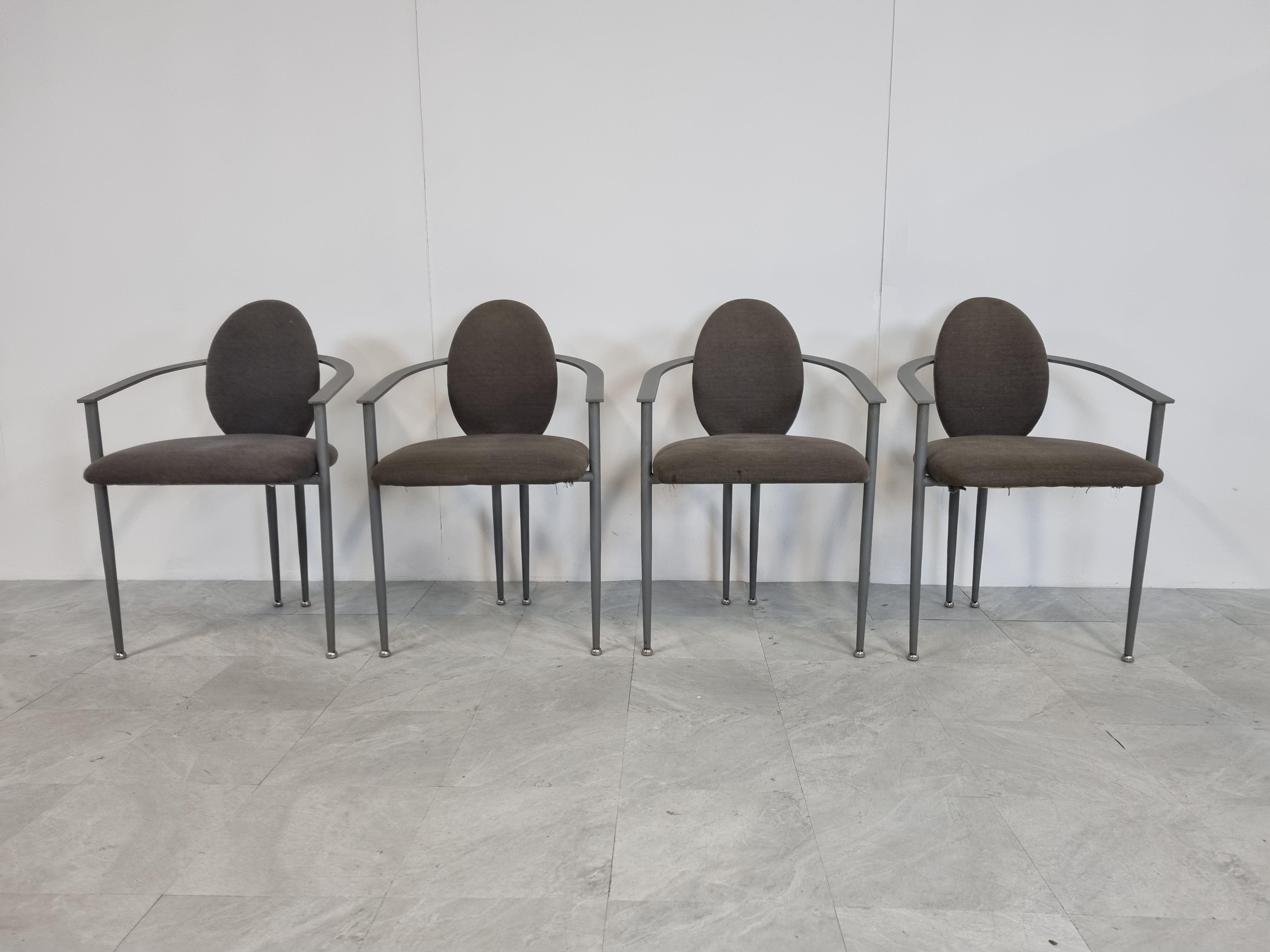 Post-Modern Vintage Dining Chairs by Belgo Chrom, Set of 4, 1980s  For Sale