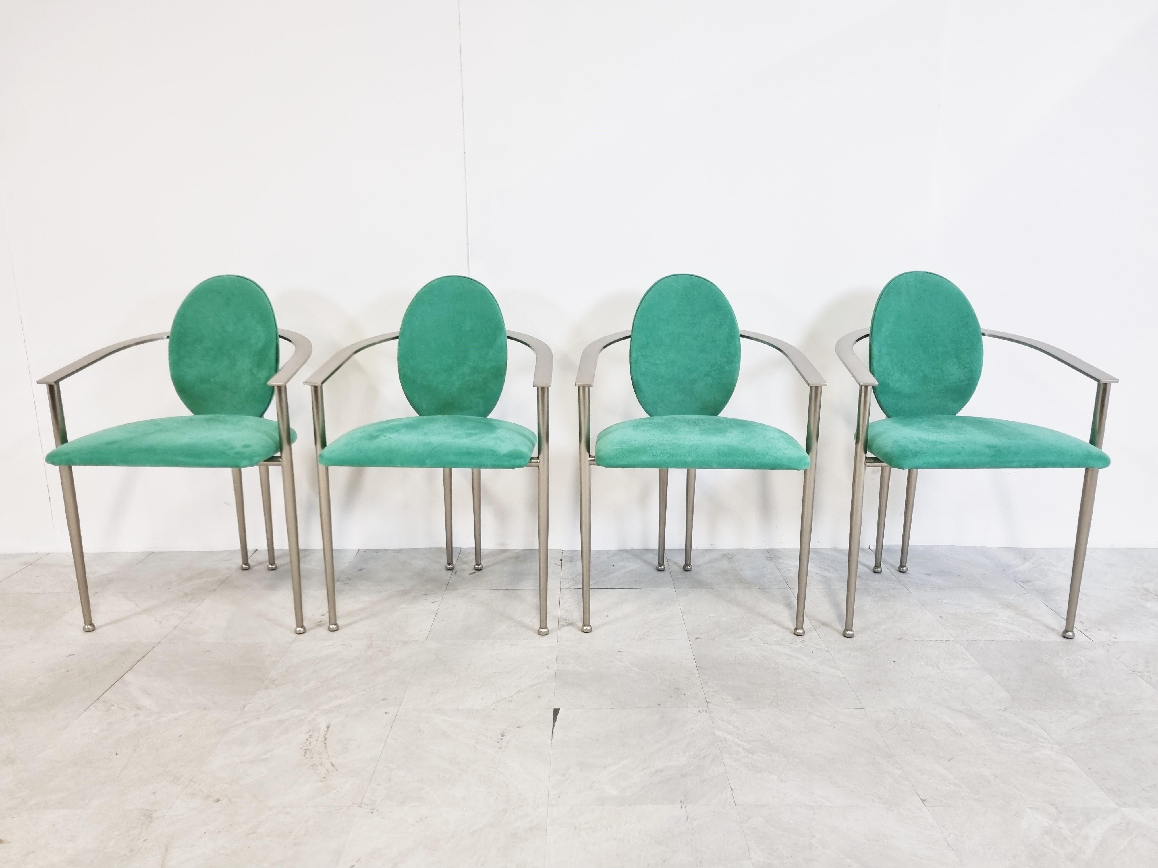 Post-Modern Vintage Dining Chairs by Belgochrom, Set of 4, 1980s
