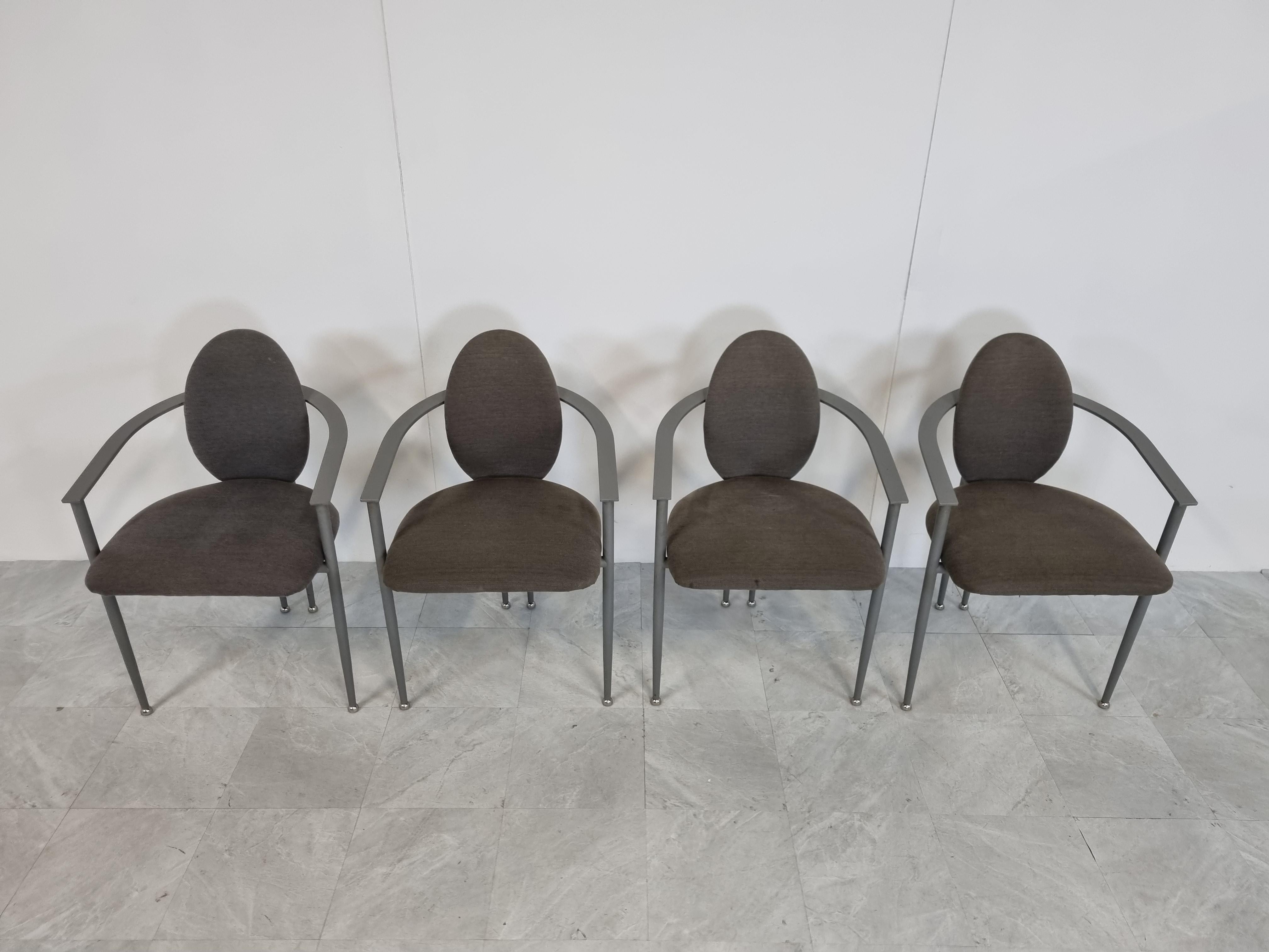 Belgian Vintage Dining Chairs by Belgo Chrom, Set of 4, 1980s  For Sale