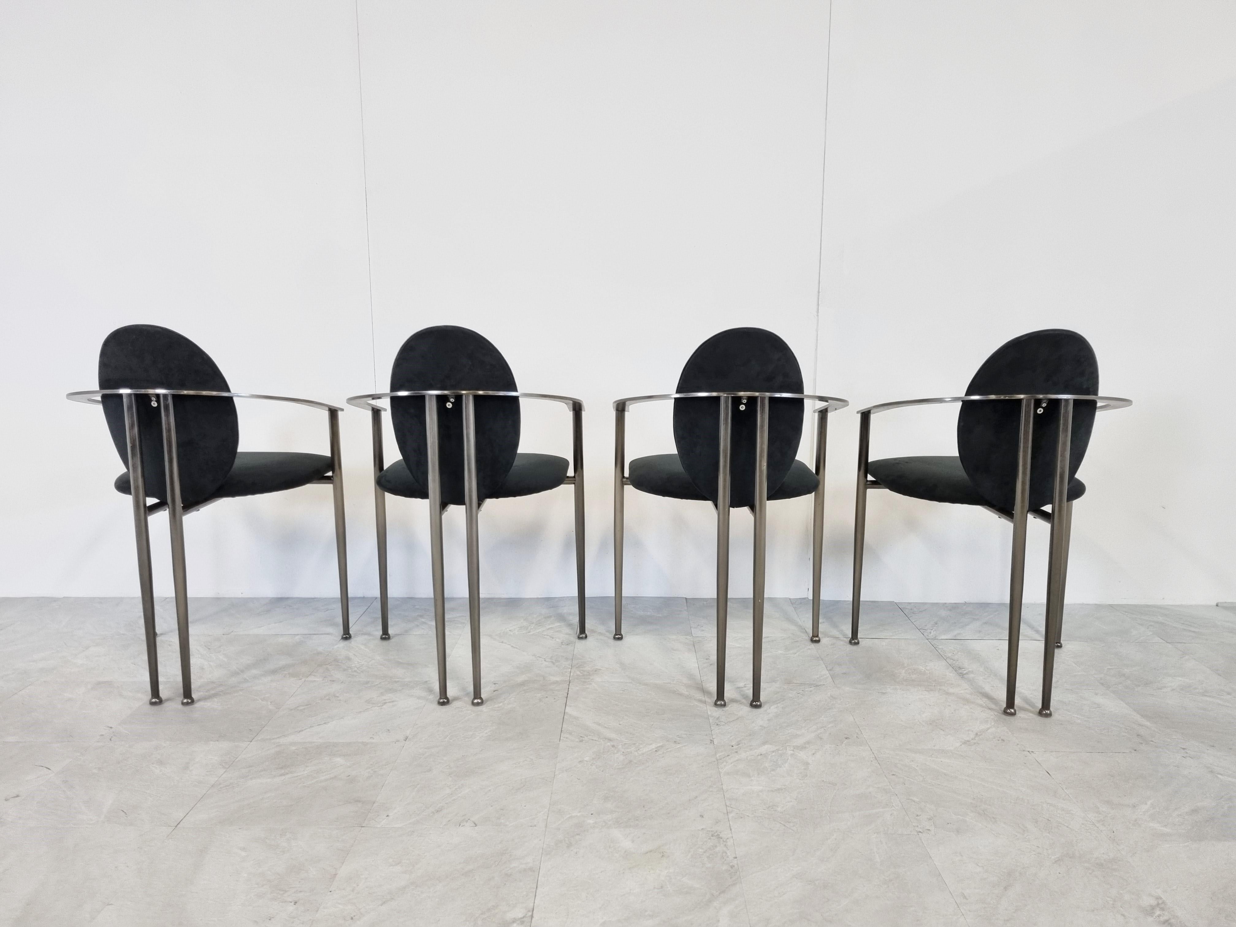 Vintage Dining Chairs by Belgo Chrom, Set of 4, 1980s In Good Condition For Sale In HEVERLEE, BE