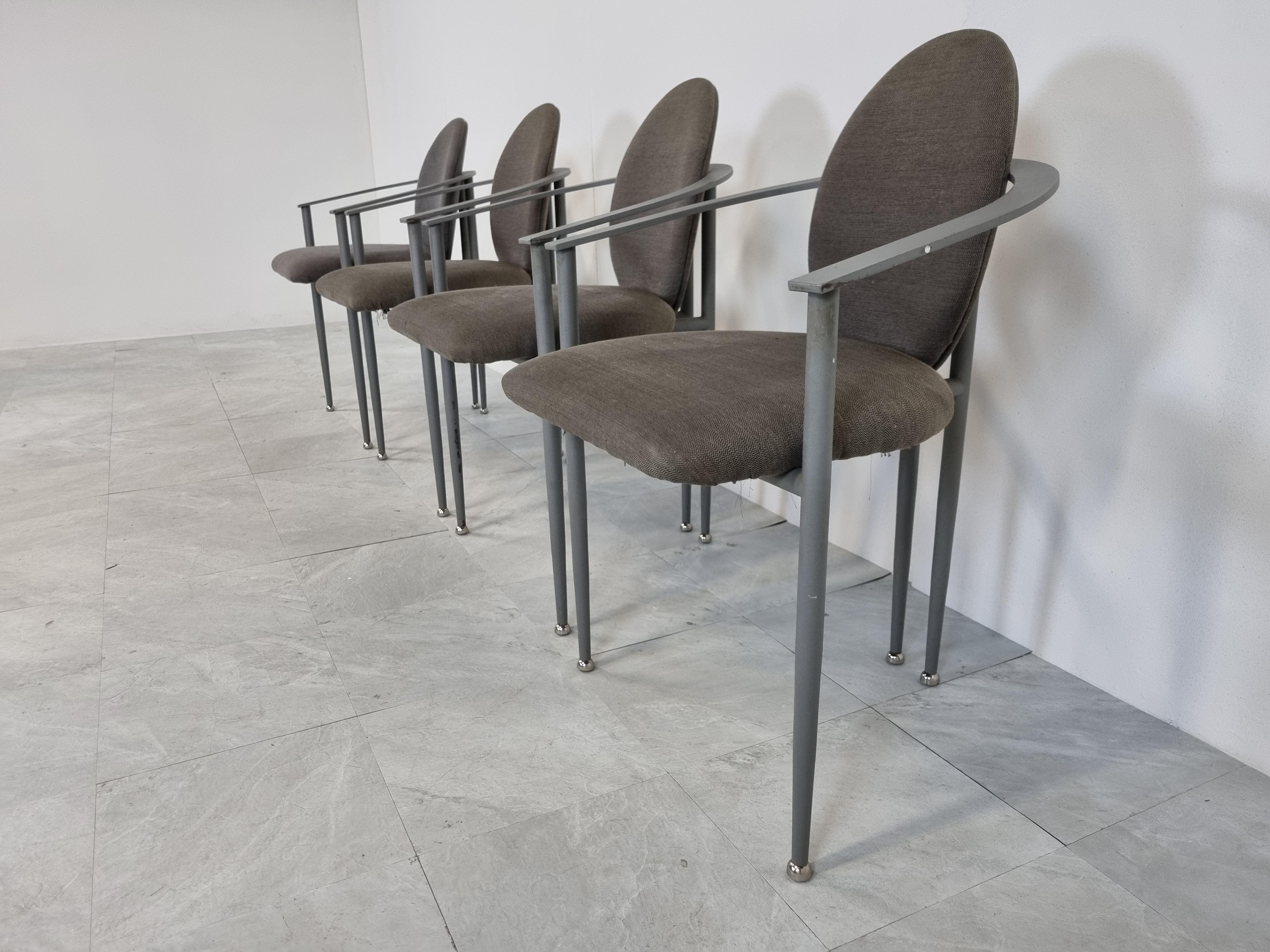 Vintage Dining Chairs by Belgo Chrom, Set of 4, 1980s  In Good Condition For Sale In HEVERLEE, BE