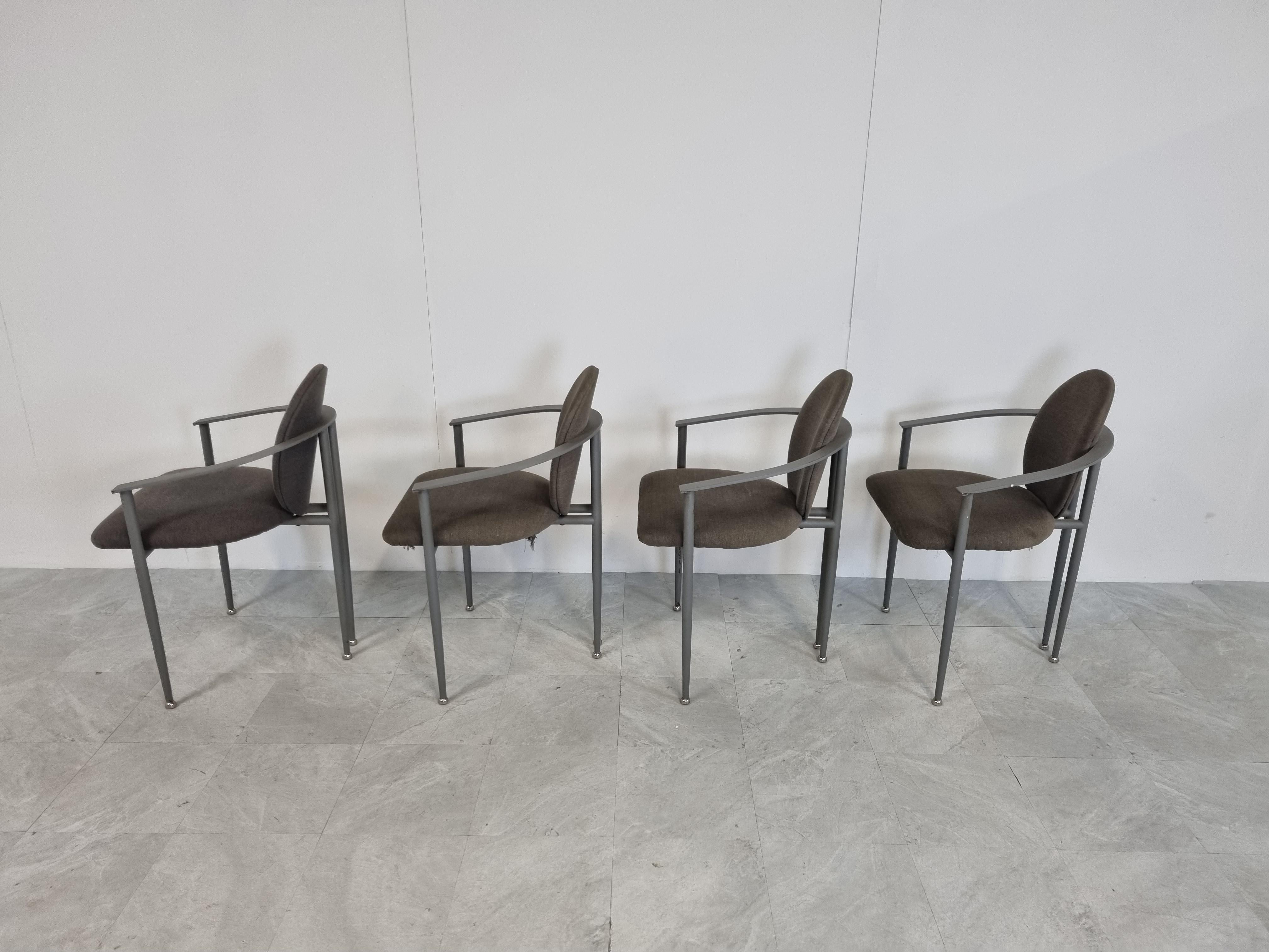 Late 20th Century Vintage Dining Chairs by Belgo Chrom, Set of 4, 1980s  For Sale