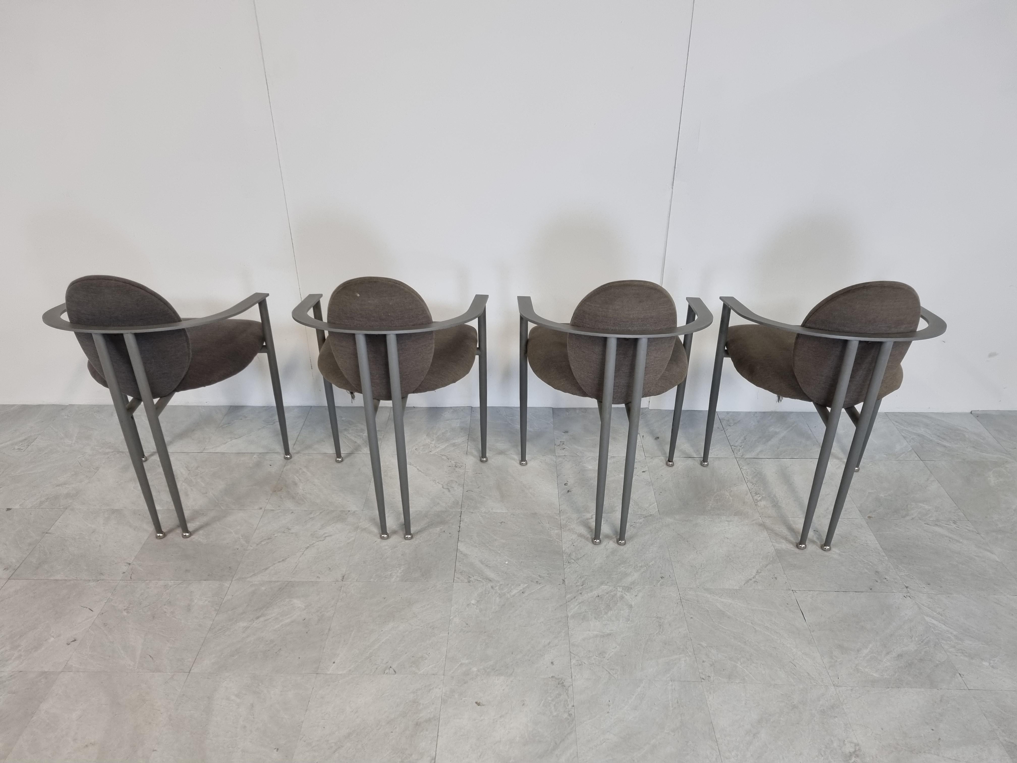 Metal Vintage Dining Chairs by Belgo Chrom, Set of 4, 1980s  For Sale