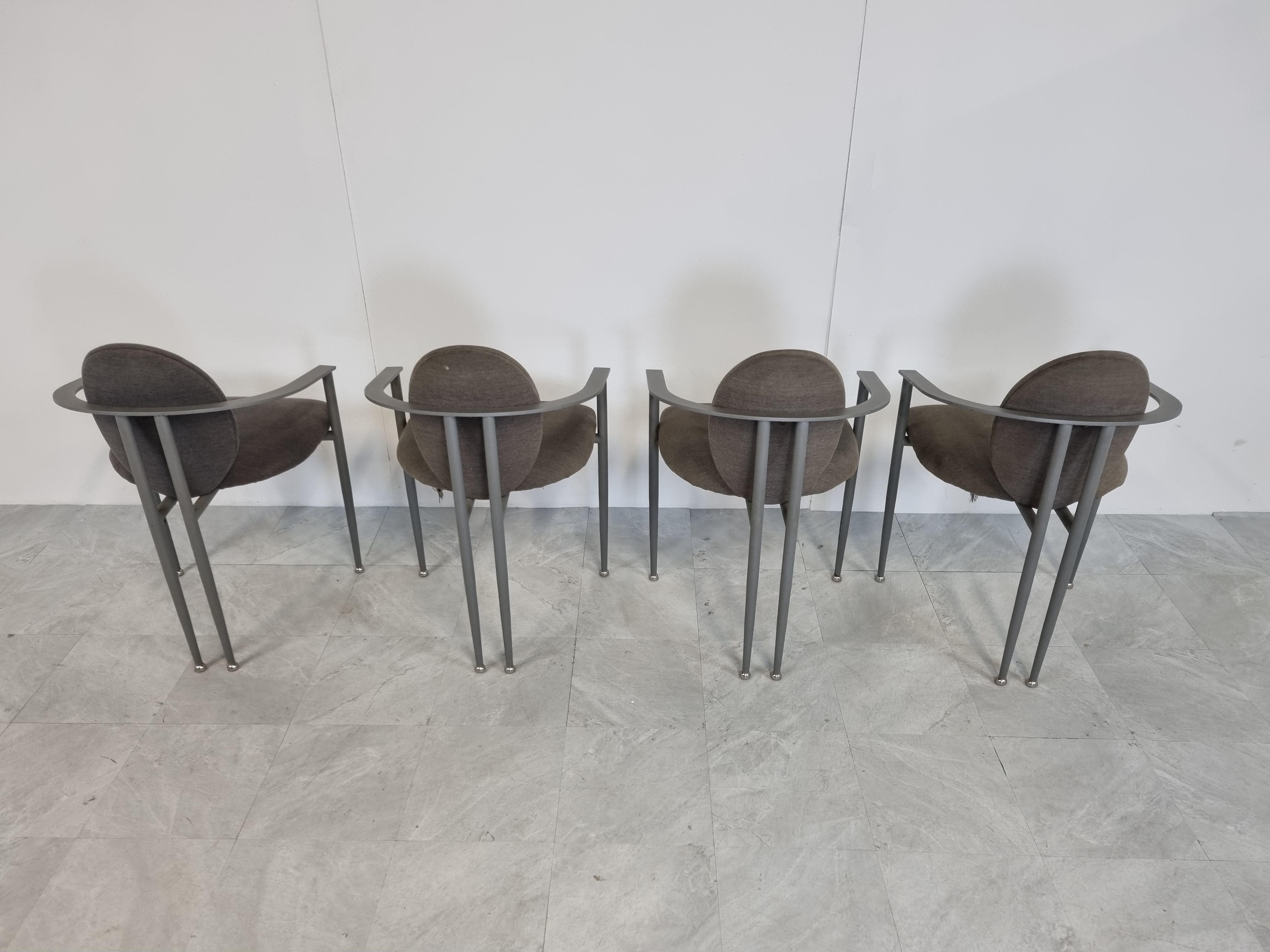Esszimmerstühle von Belgo Chrom, 4er-Set, 1980er-Jahre (Metall) im Angebot