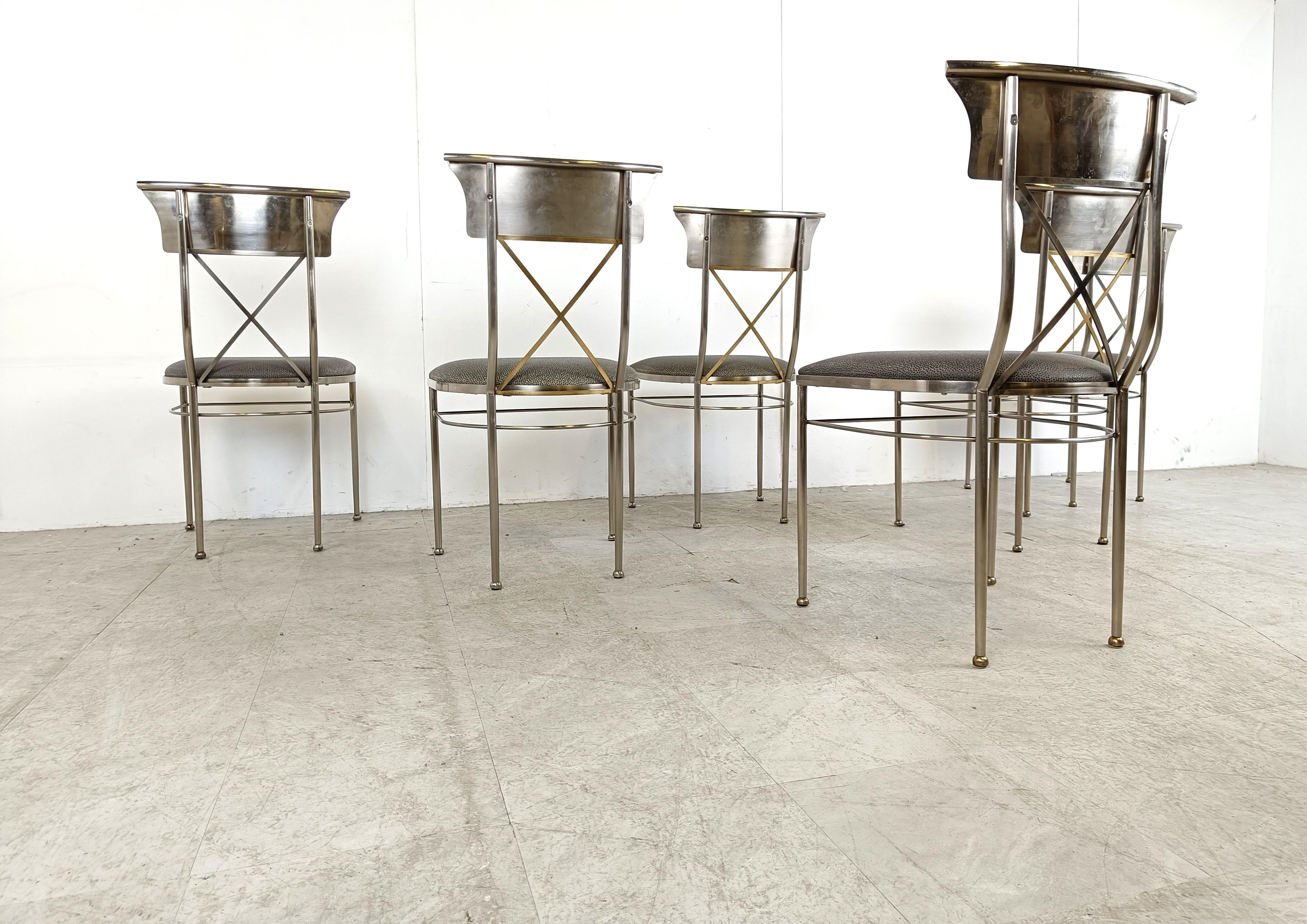 Steel Vintage dining chairs by Belgo chrom, set of 6 - 1970s