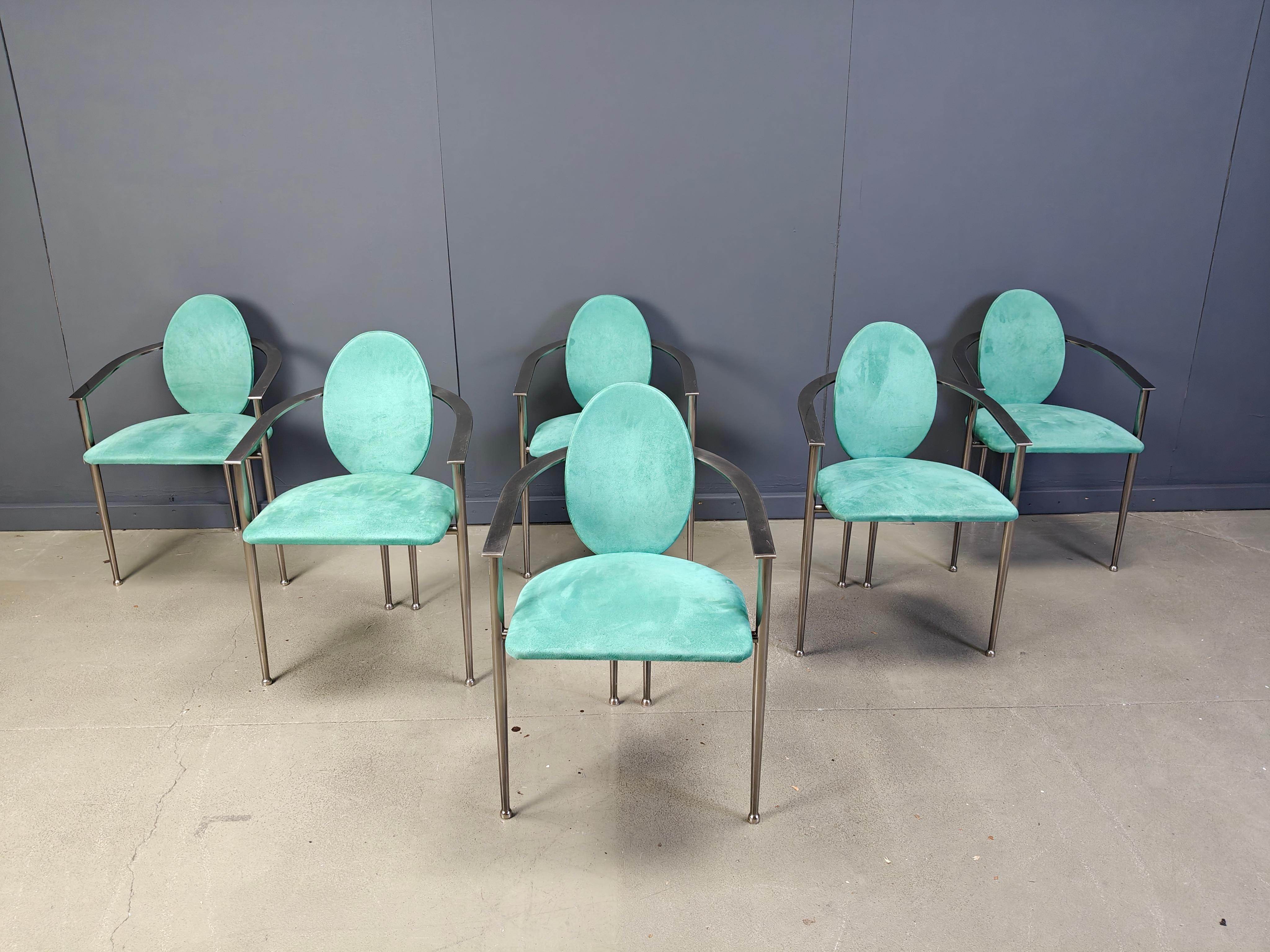 Chaises de salle à manger vintage par Belgo chrom, ensemble de 6 - années 1980 en vente 3