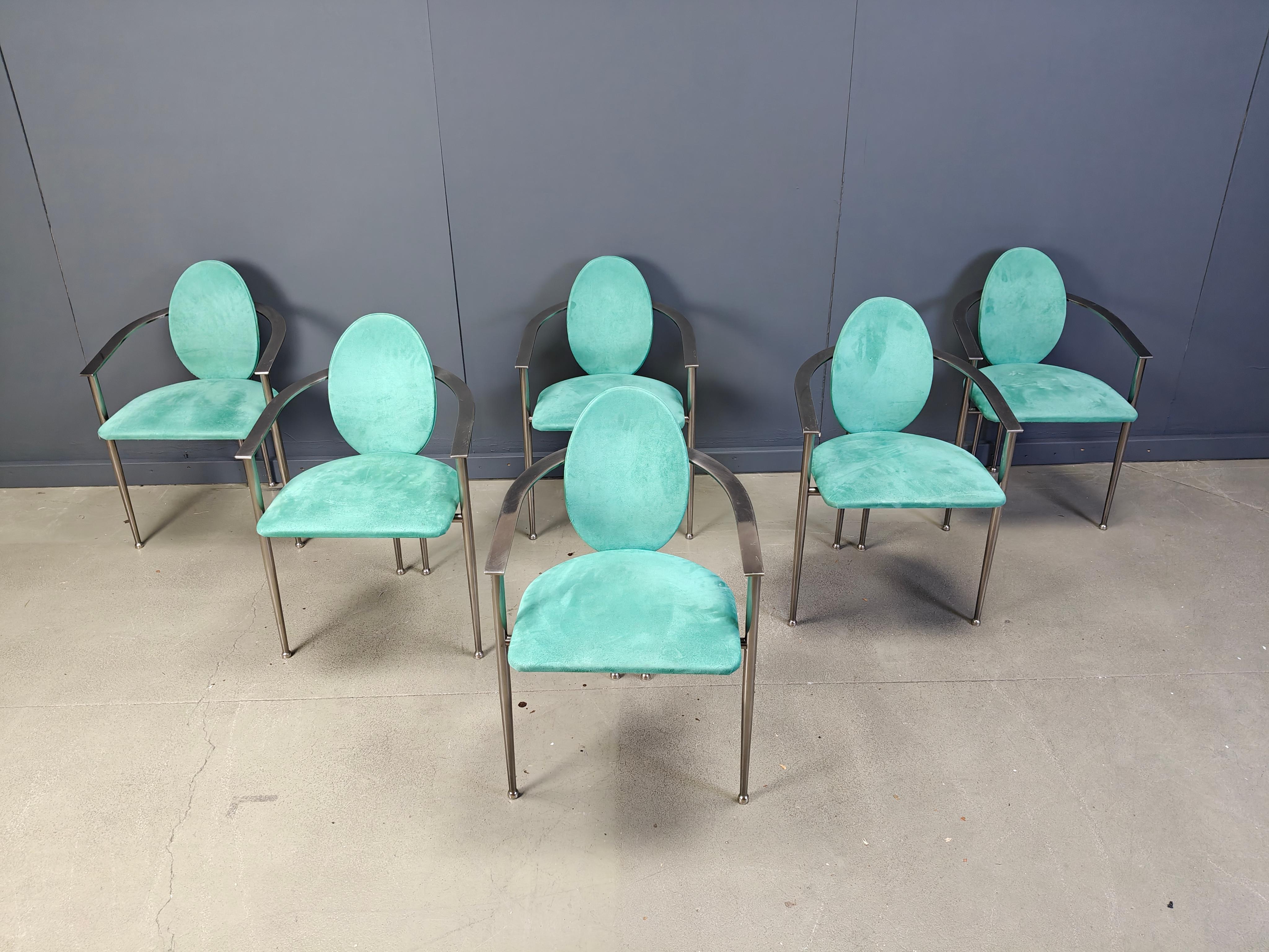 Chaises de salle à manger vintage par Belgo chrom, ensemble de 6 - années 1980 en vente 4