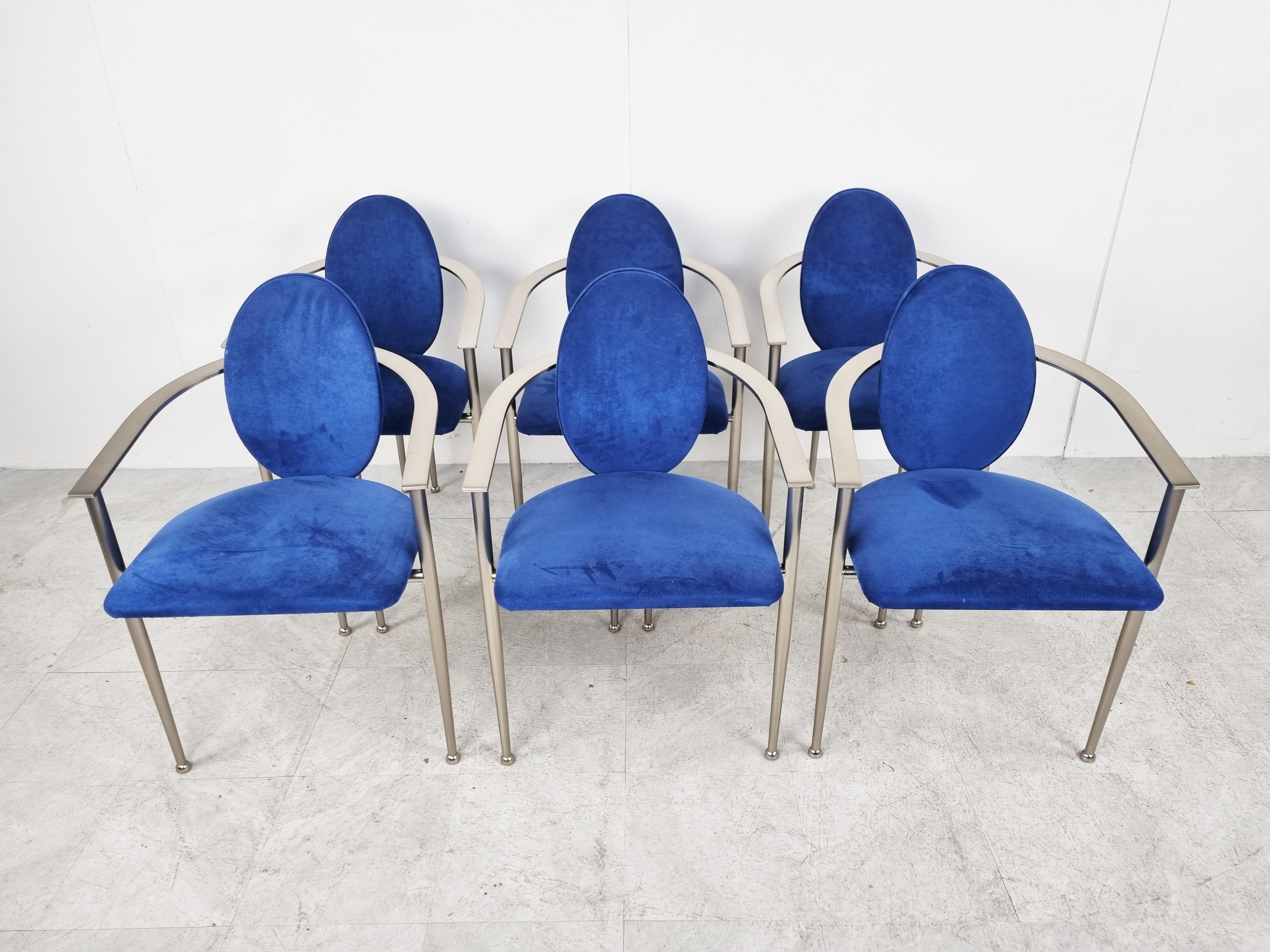 Post-Modern Vintage Dining Chairs by Belgo Chrom, Set of 6, 1980s