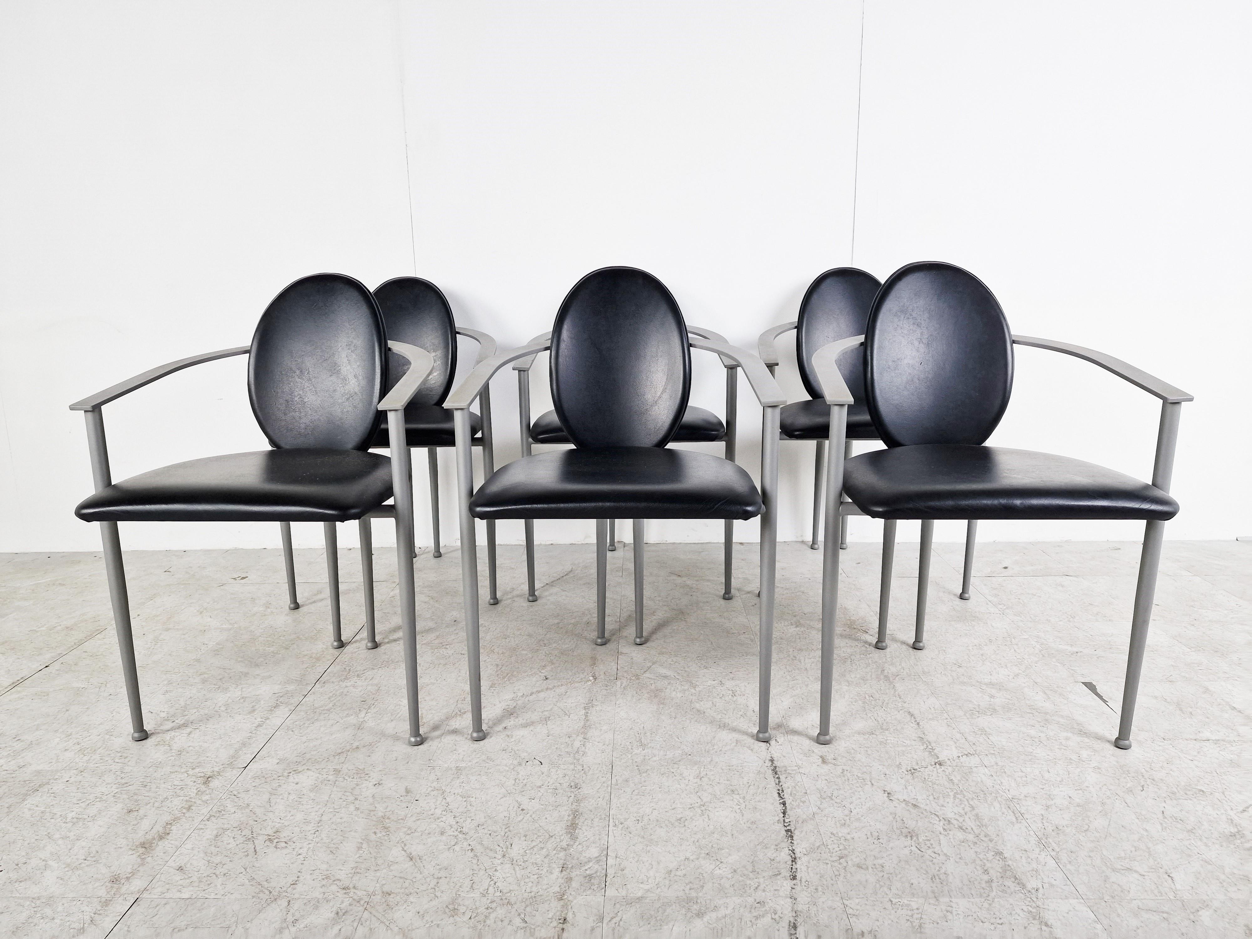 Belgian Vintage Dining Chairs by Belgo Chrom, Set of 6, 1980s