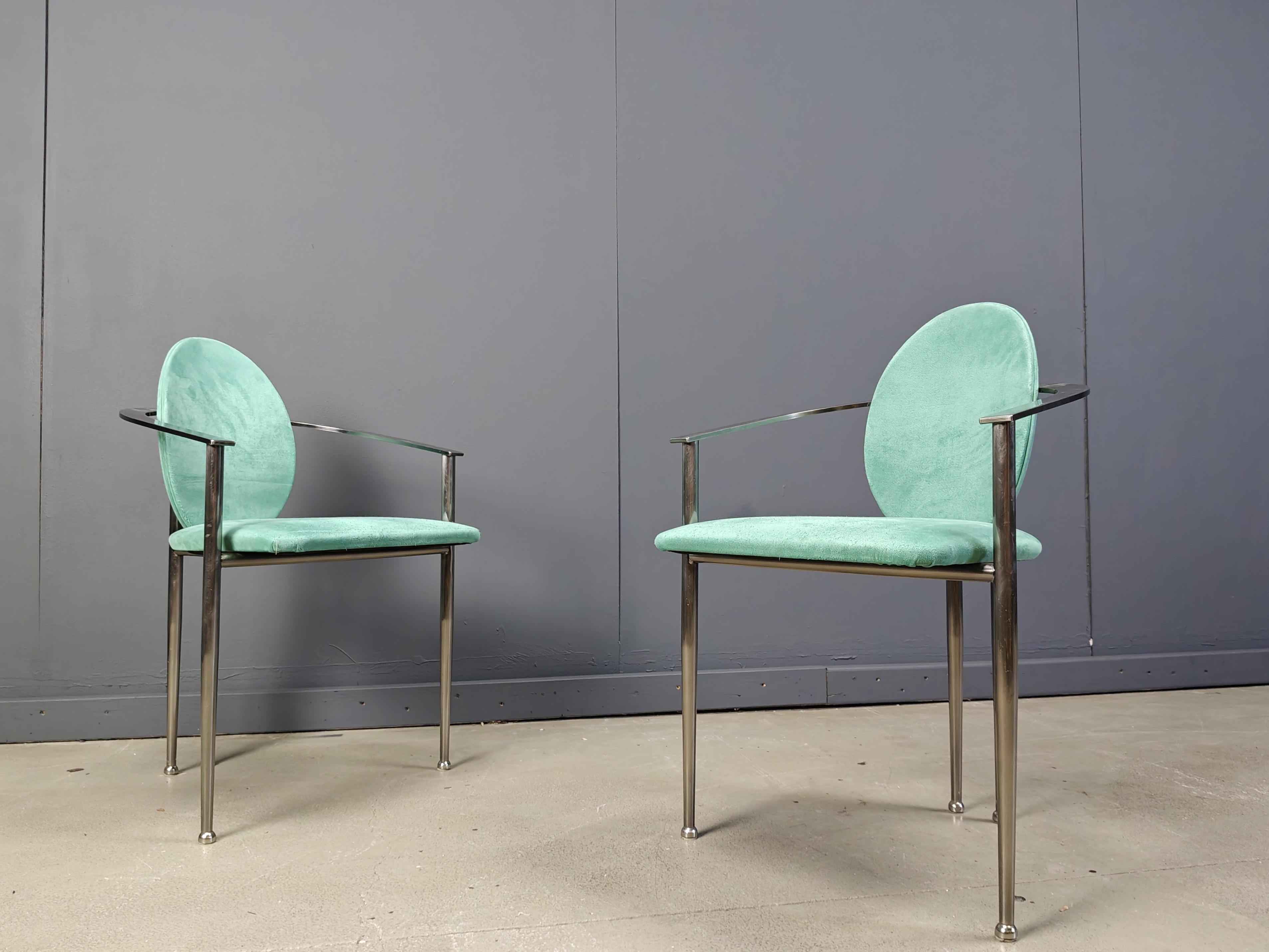 Belge Chaises de salle à manger vintage par Belgo chrom, ensemble de 6 - années 1980 en vente
