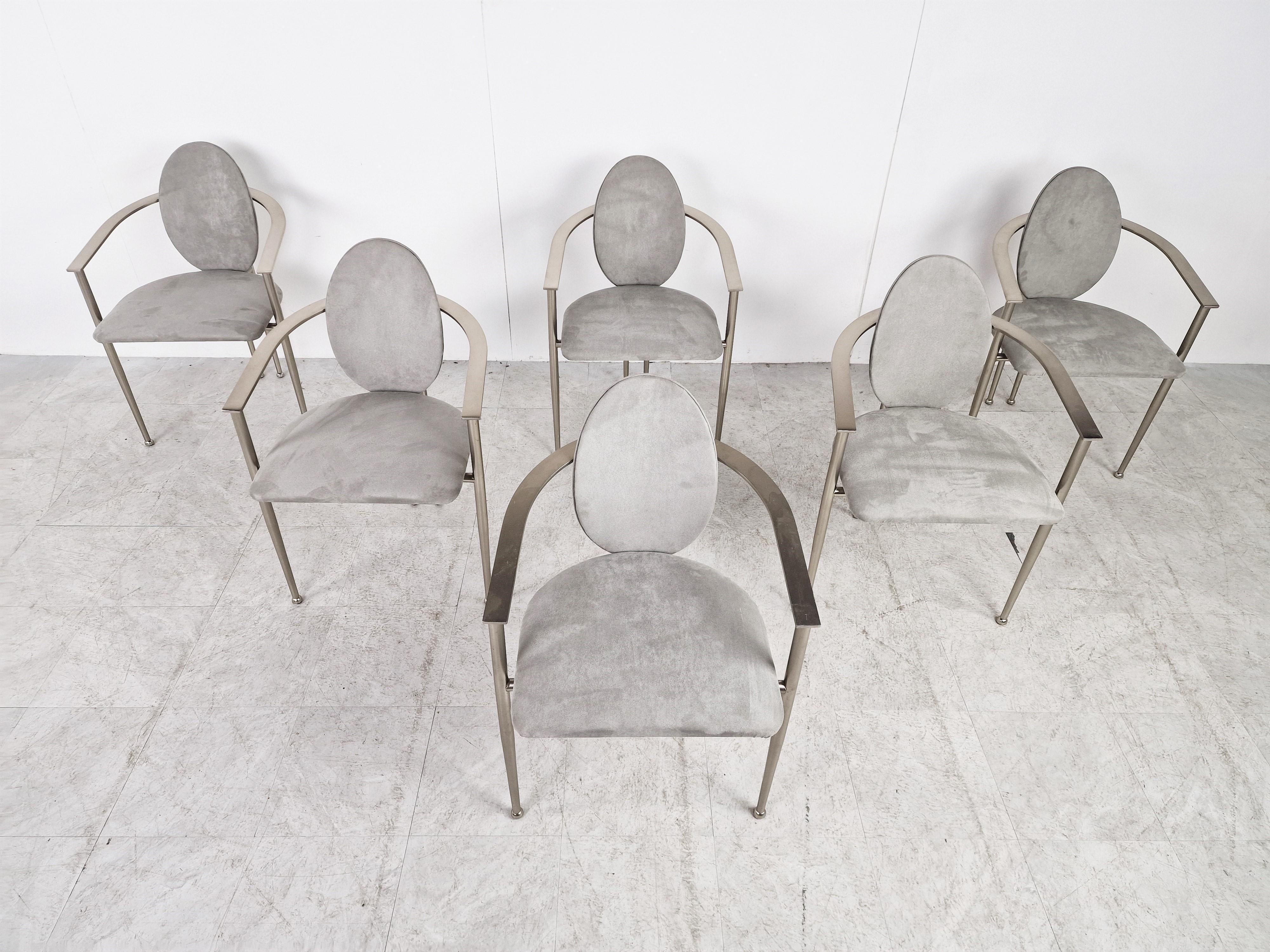 Vintage Dining Chairs by Belgo Chrom, Set of 6, 1980s In Good Condition In HEVERLEE, BE