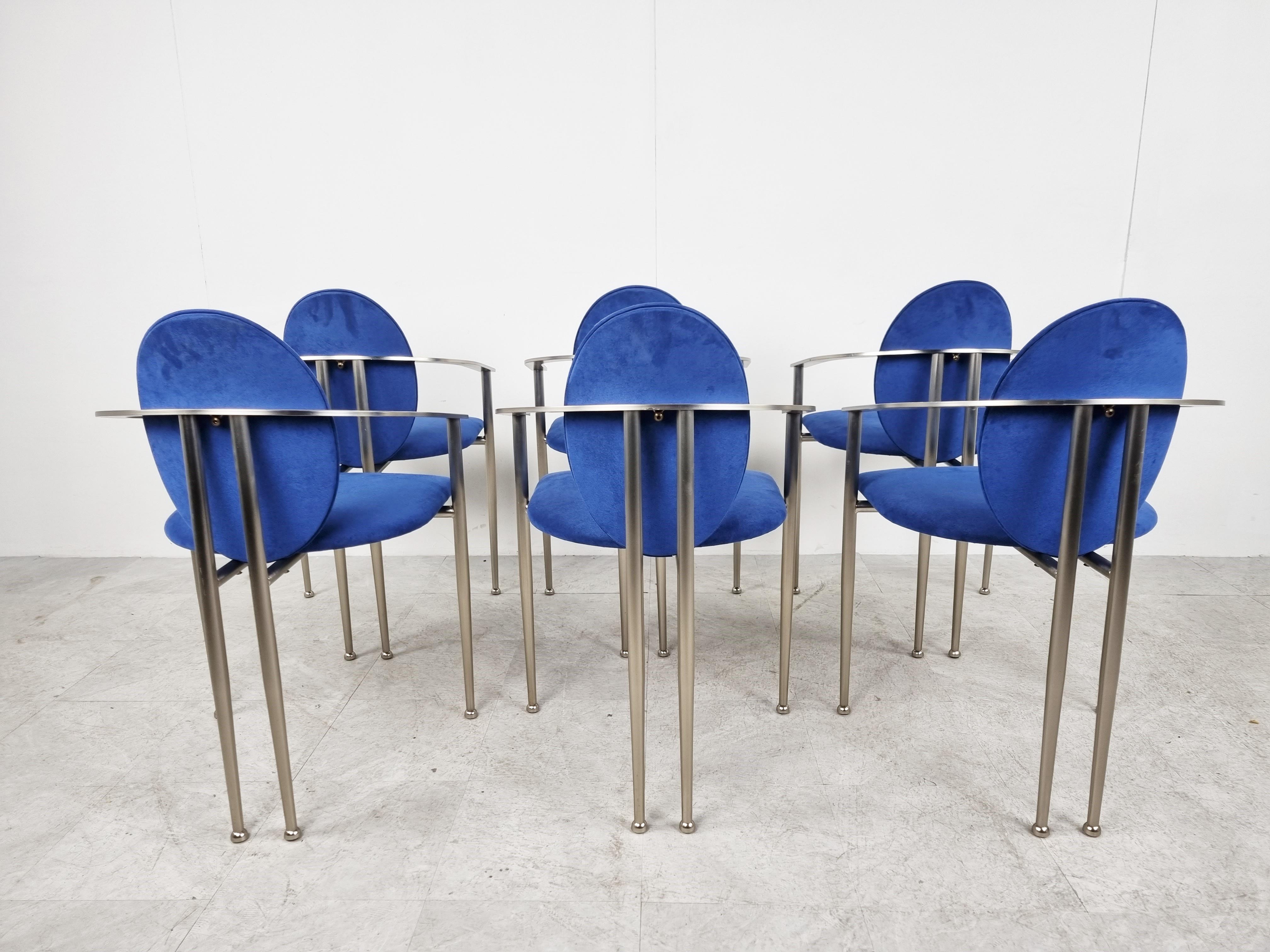 Metal Vintage Dining Chairs by Belgo Chrom, Set of 6, 1980s