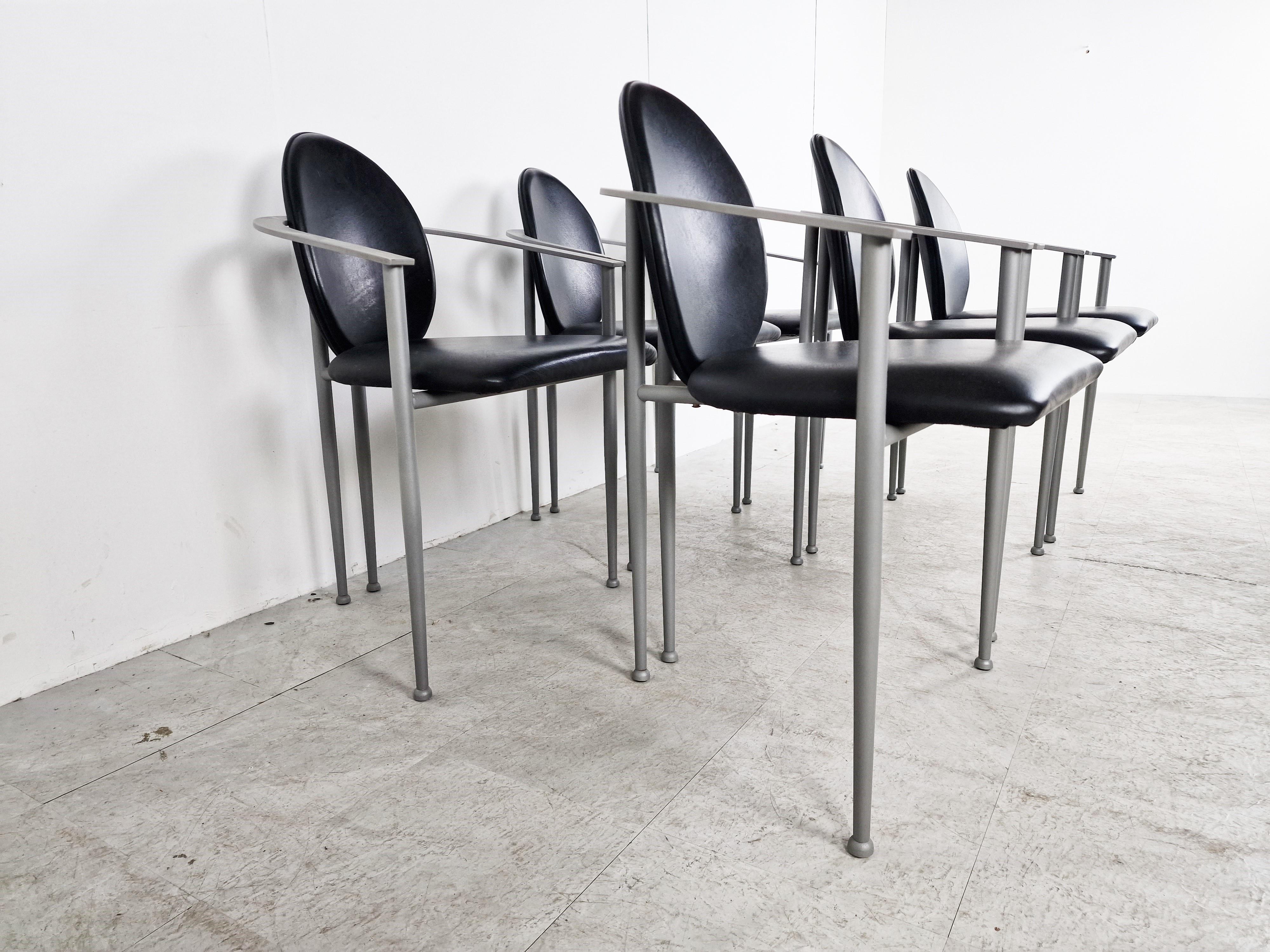 Metal Vintage Dining Chairs by Belgo Chrom, Set of 6, 1980s