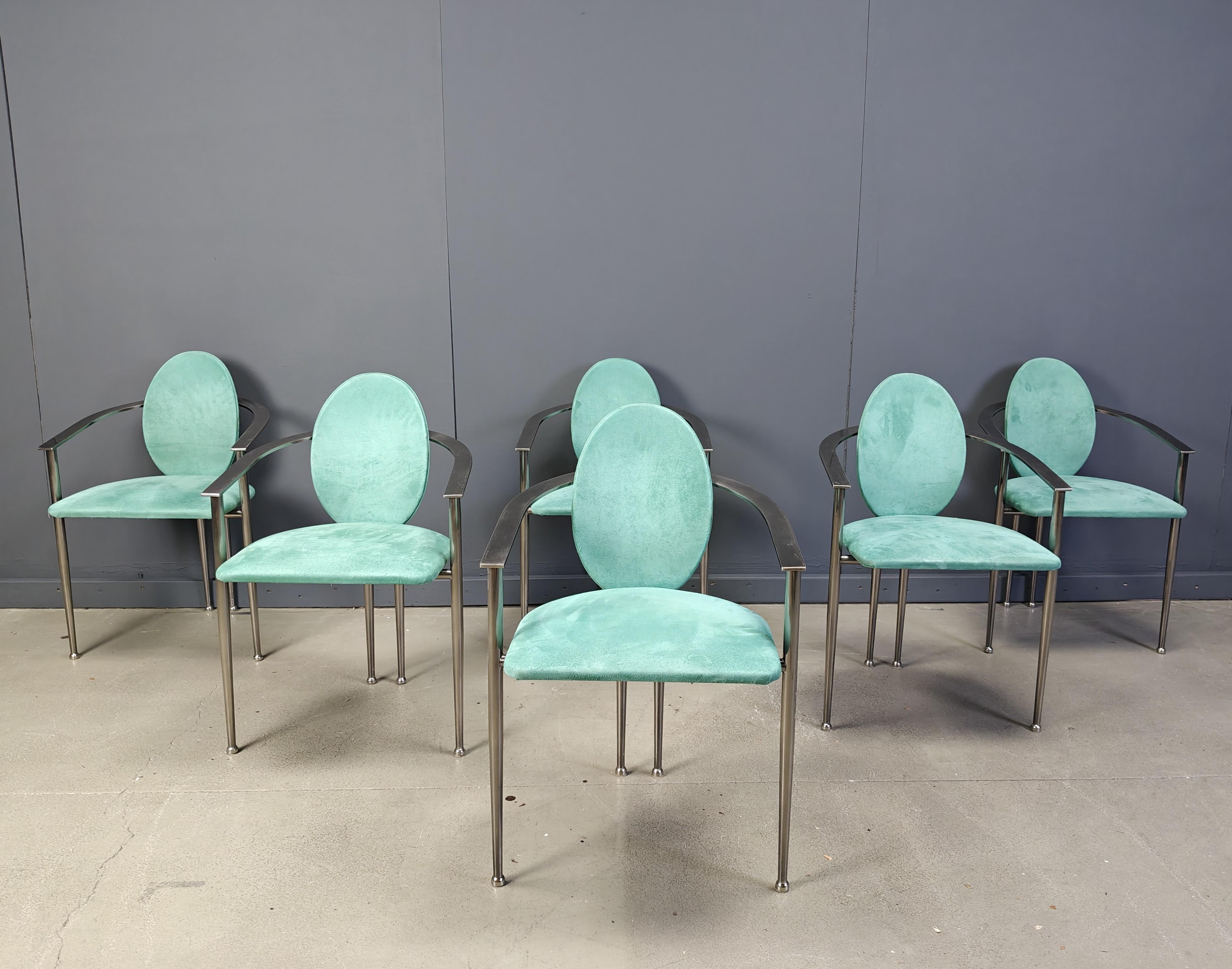 Chaises de salle à manger vintage par Belgo chrom, ensemble de 6 - années 1980 en vente 2
