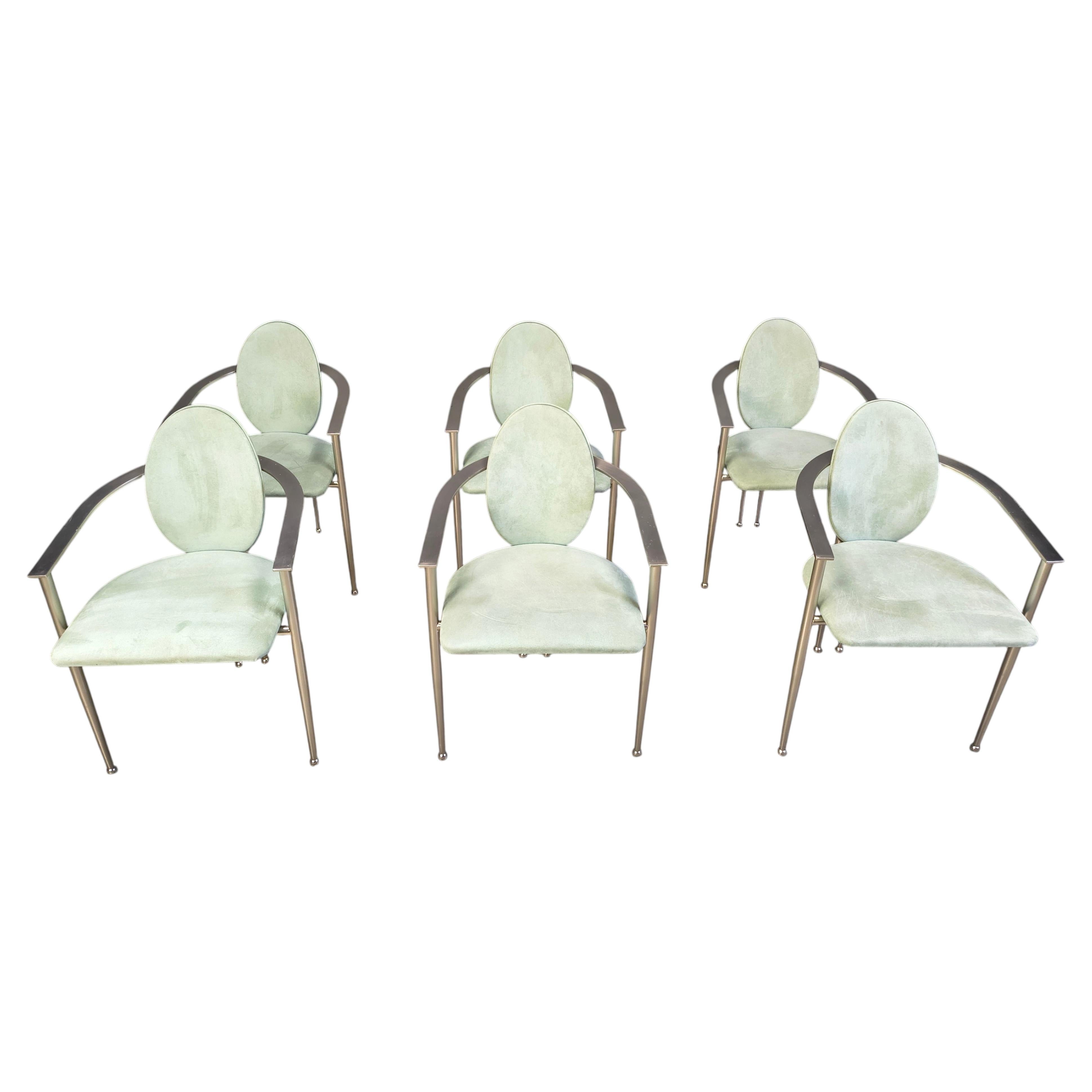 Vintage dining chairs by Belgo chrom, set of 6 - 1980s