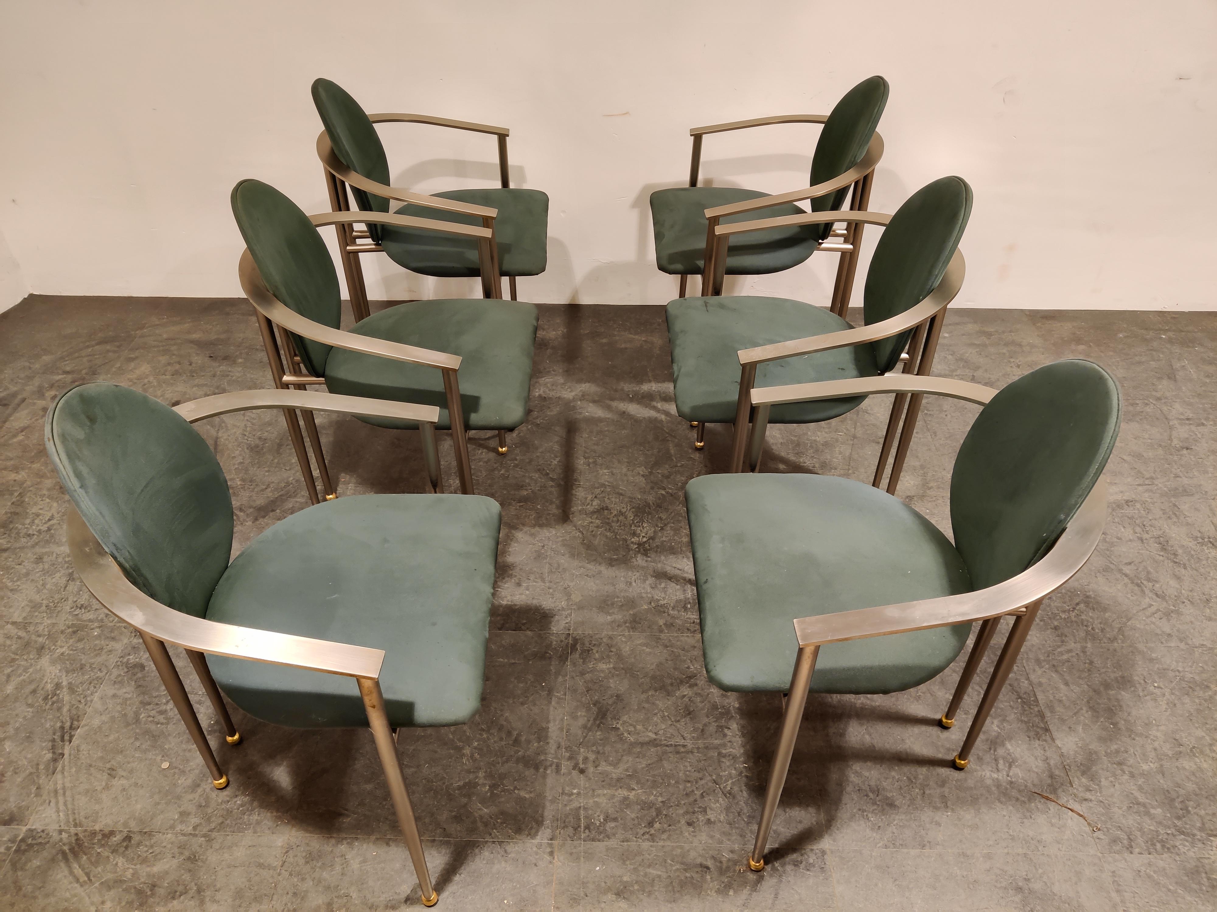 Brushed Vintage Dining Chairs by Belgo Chrom, Set of 6