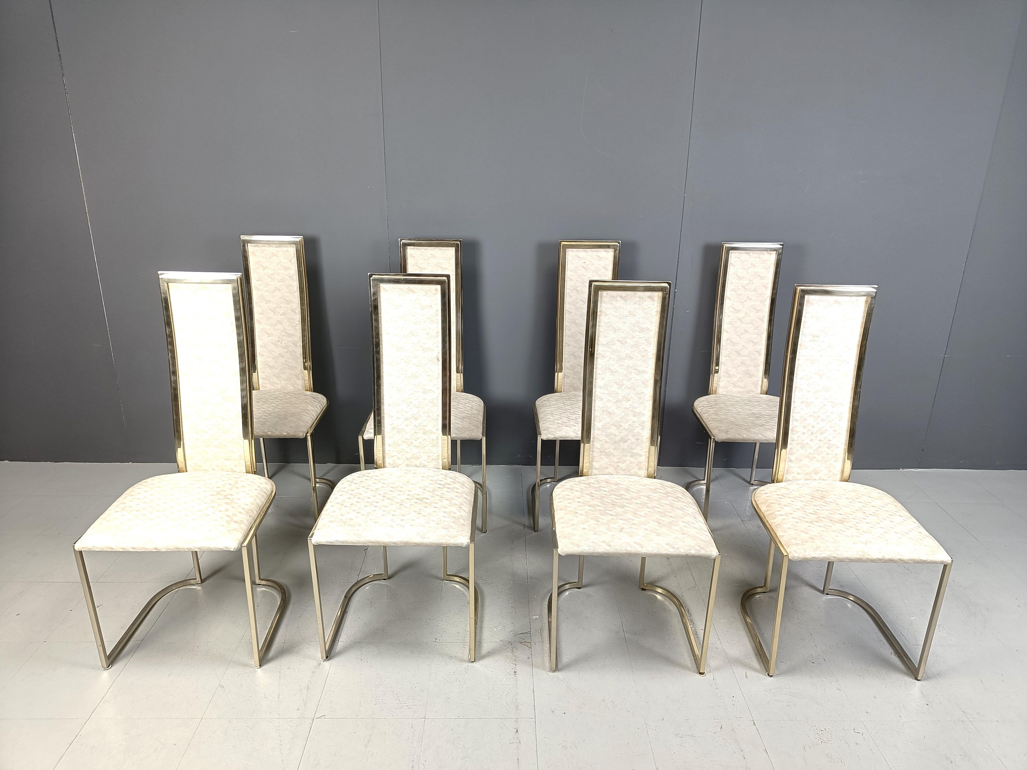 Hollywood Regency Vintage dining chairs by Belgochrom, set of 8 - 1970s For Sale