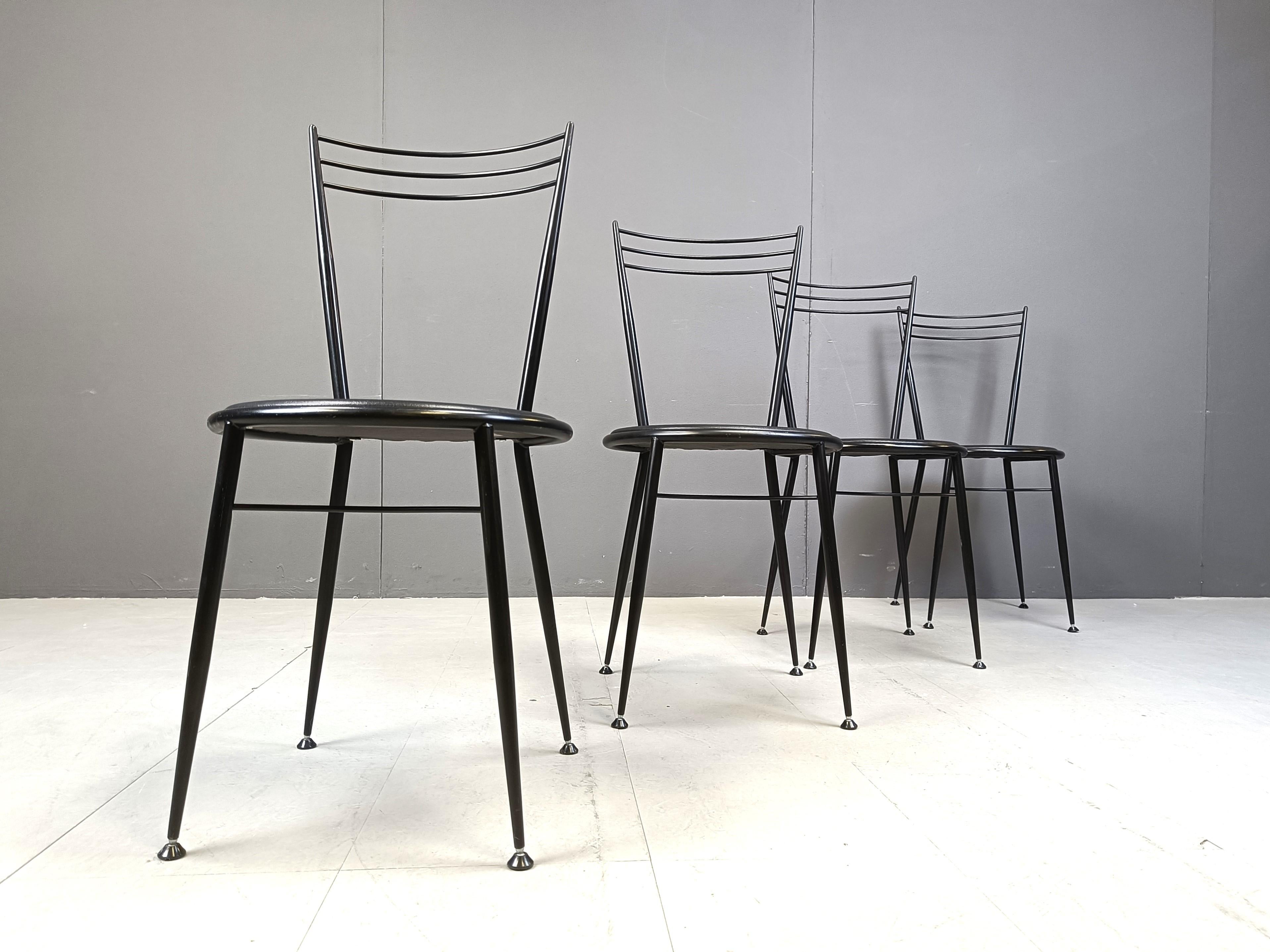 Metal Vintage dining chairs by Calligaris, 1980s For Sale