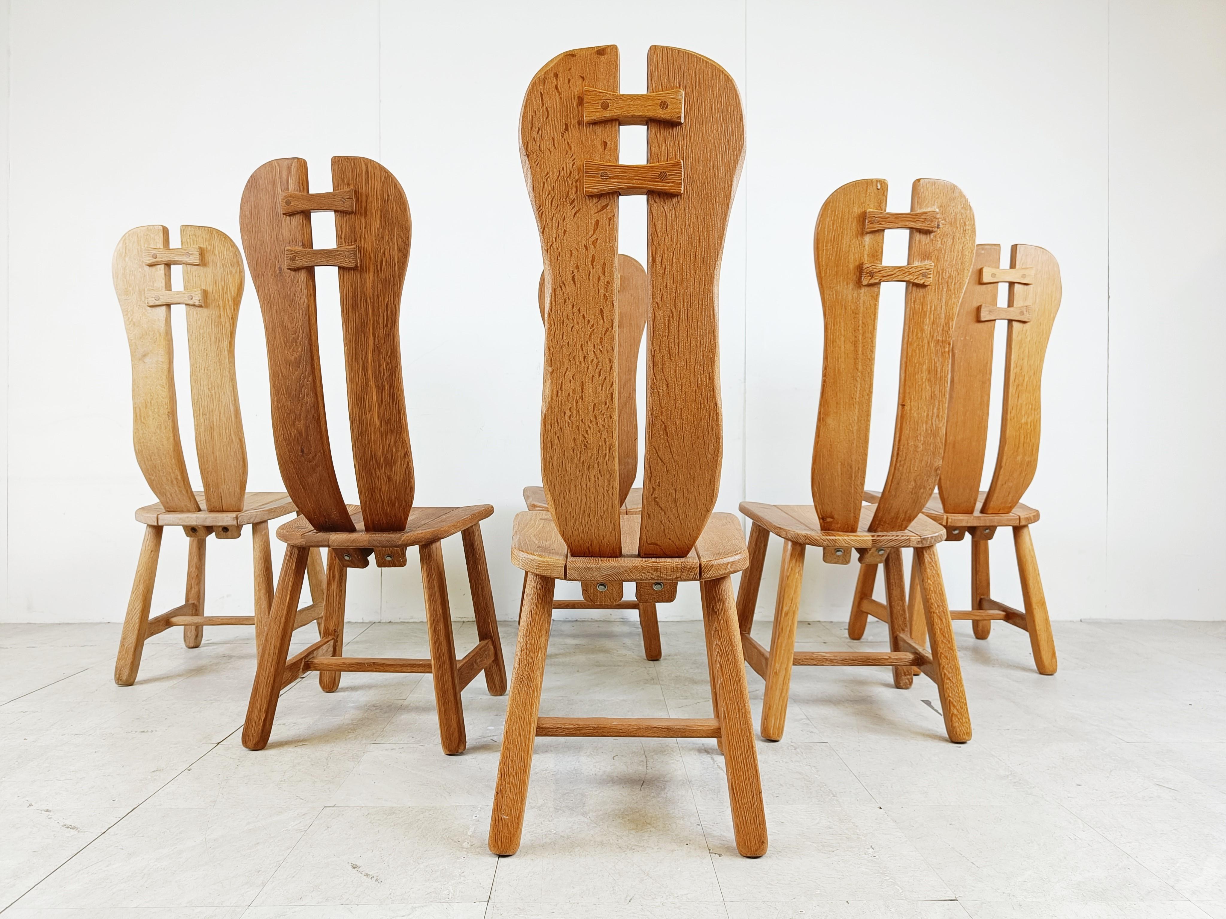 Oak Vintage Dining Chairs by Depuydt, Belgium, 1960s For Sale