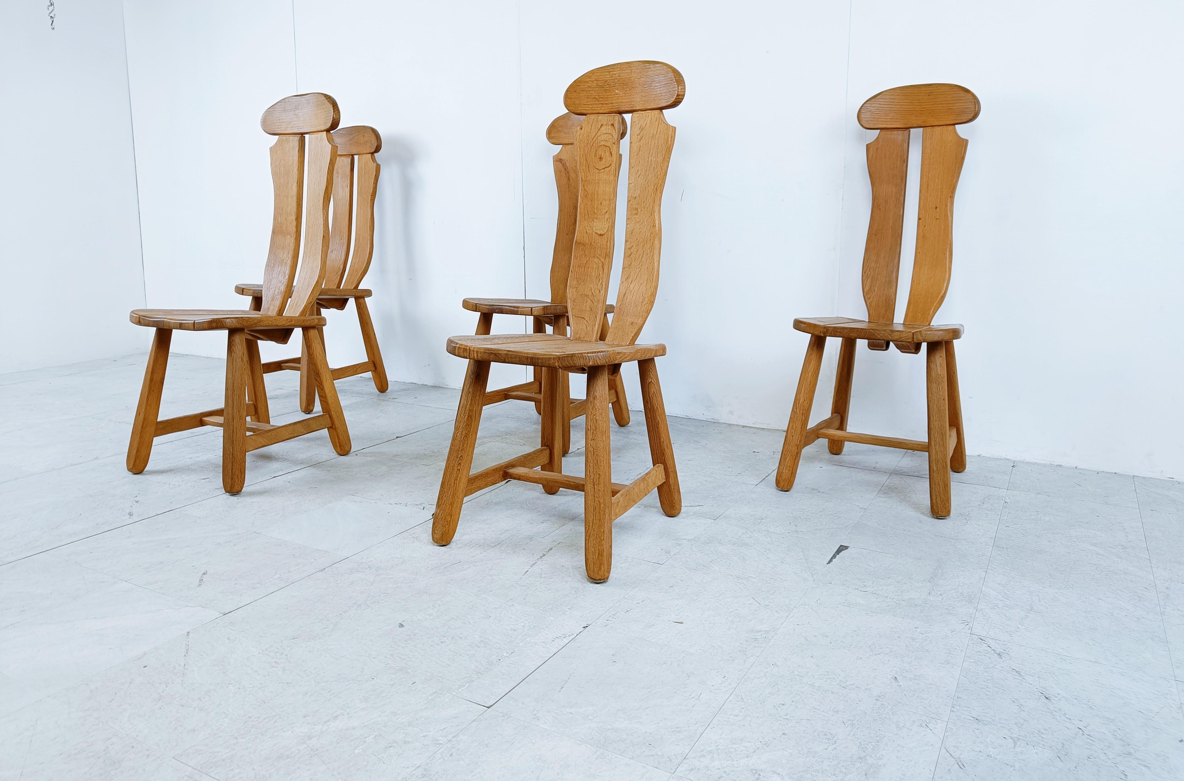 Brutalist Vintage Dining Chairs by Depuydt, Belgium, Set of 5 - 1960s For Sale