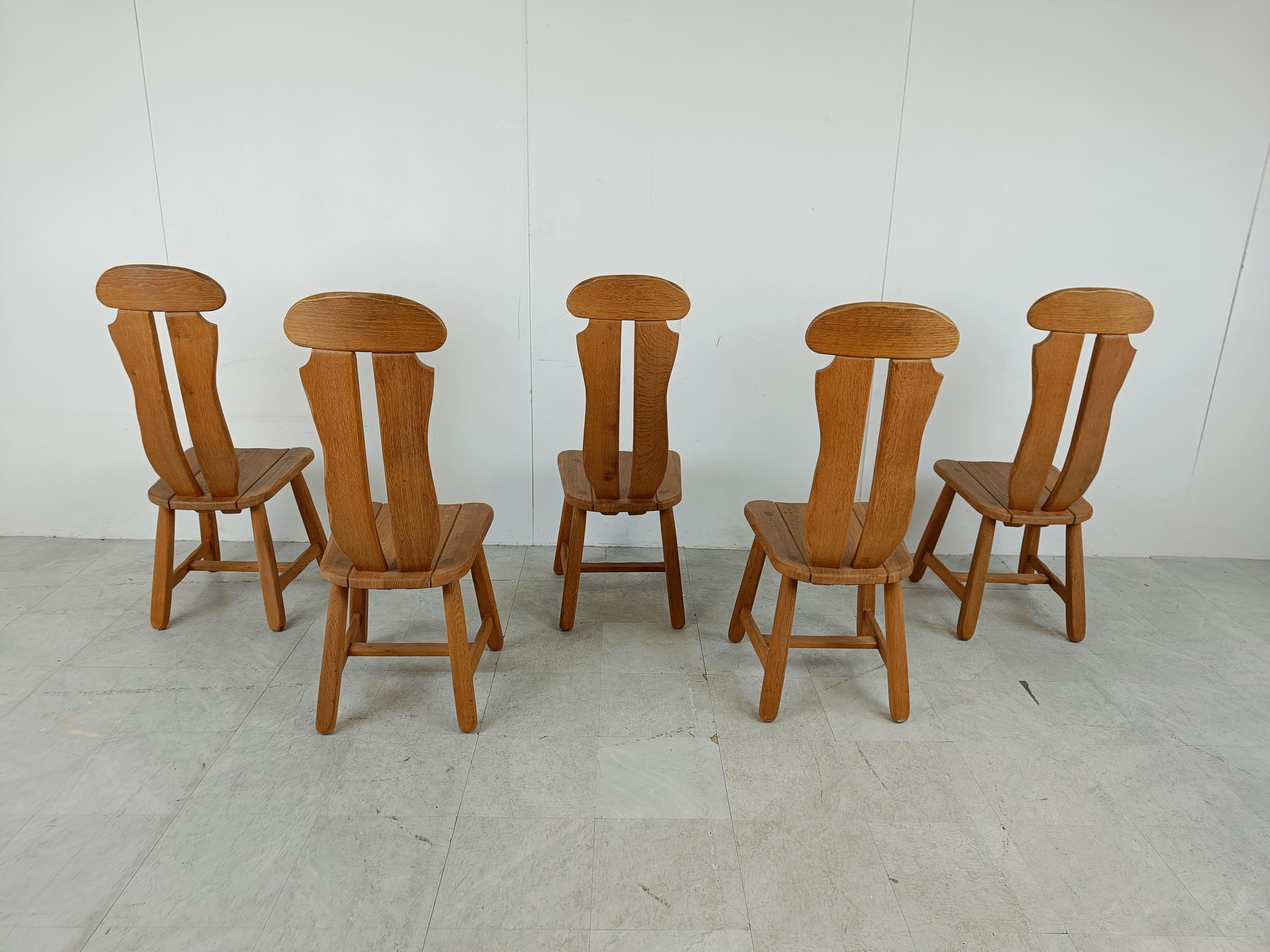 Milieu du XXe siècle Chaises de salle à manger vintage par Depuydt, Belgique, ensemble de 5 - 1960s en vente