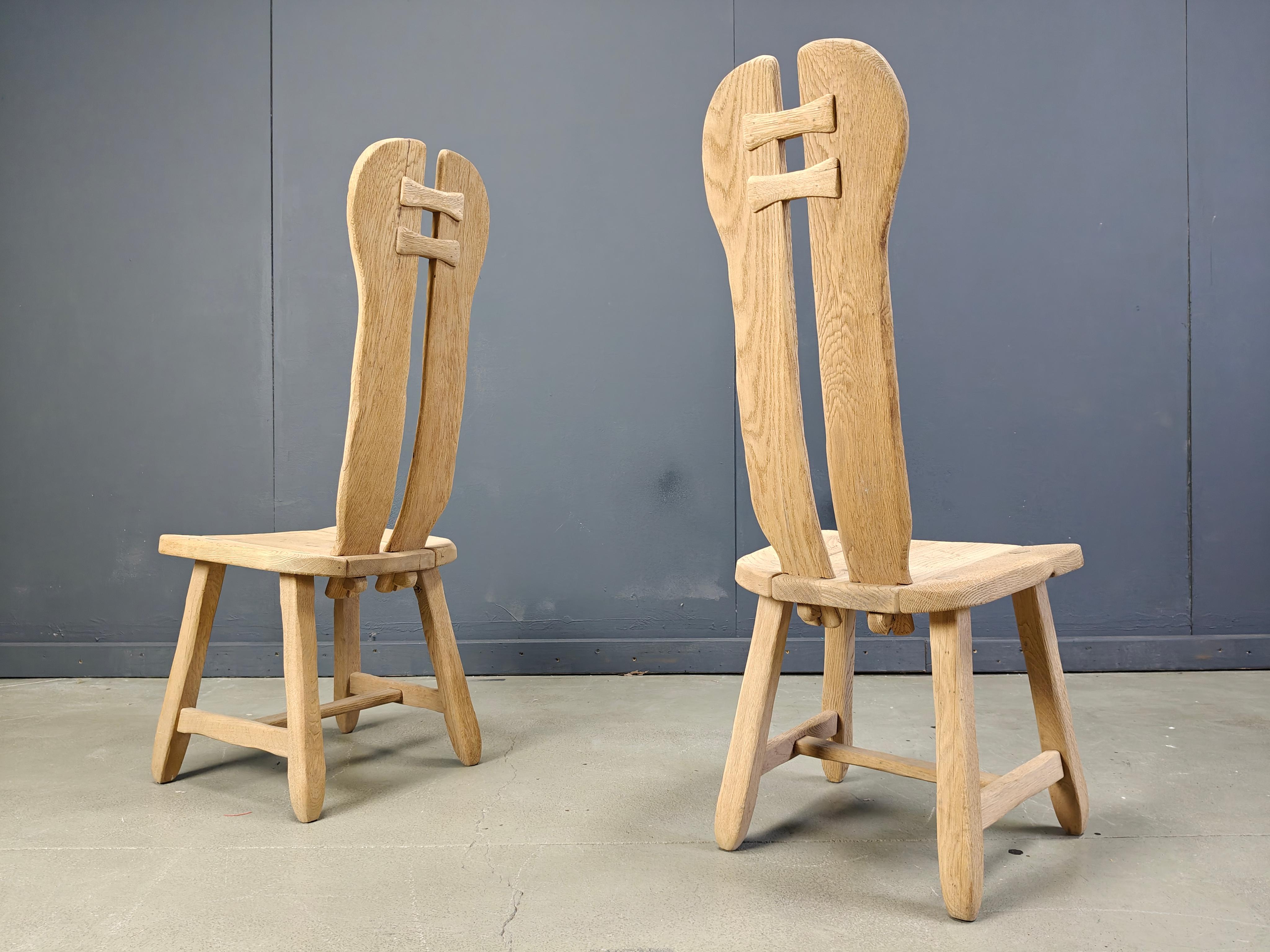 Brutalisme Chaises de salle à manger vintage de Depuydt, Belgique, ensemble de 6 - 1960 en vente
