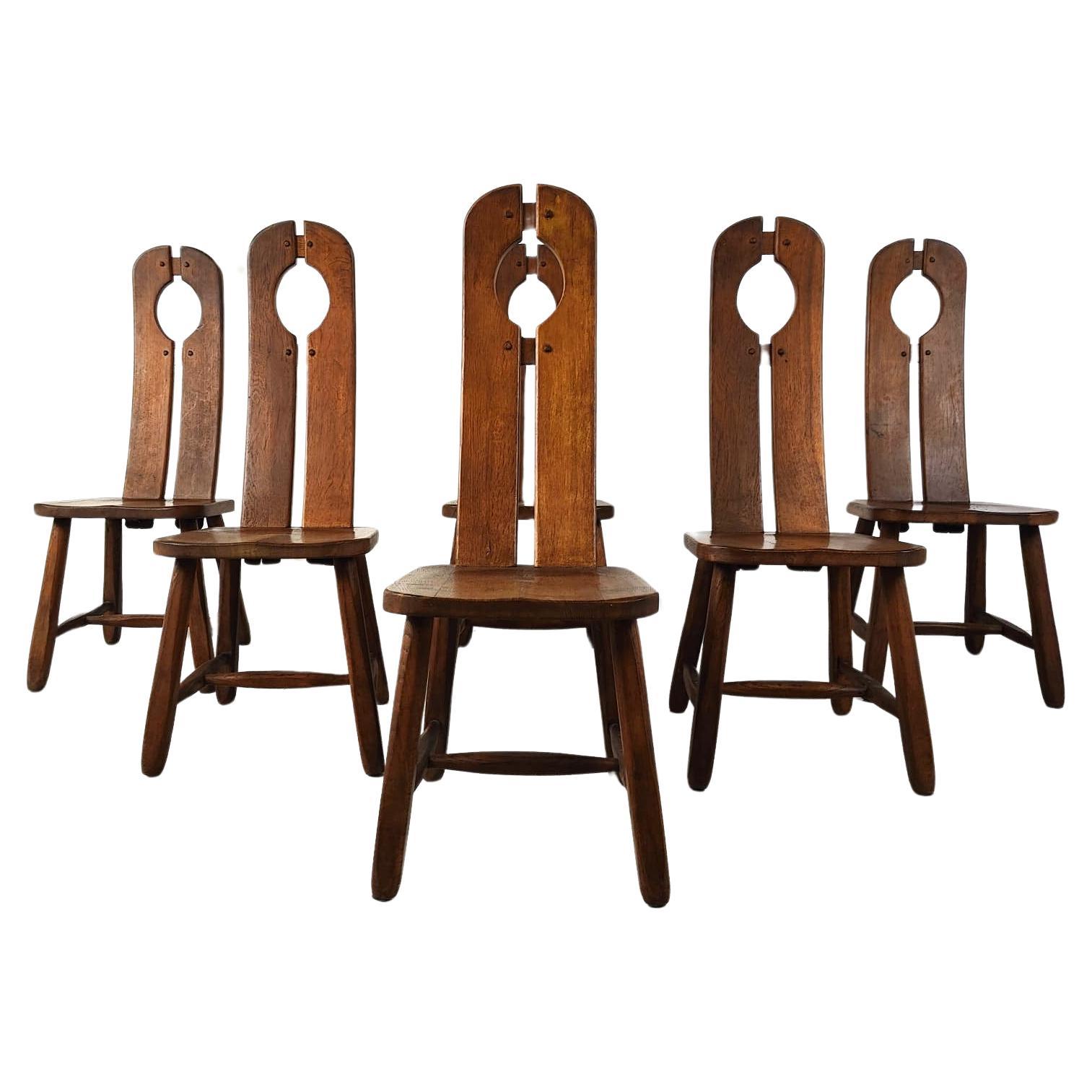 Vintage dining chairs by Depuydt, Belgium, set of 6 - 1960s For Sale