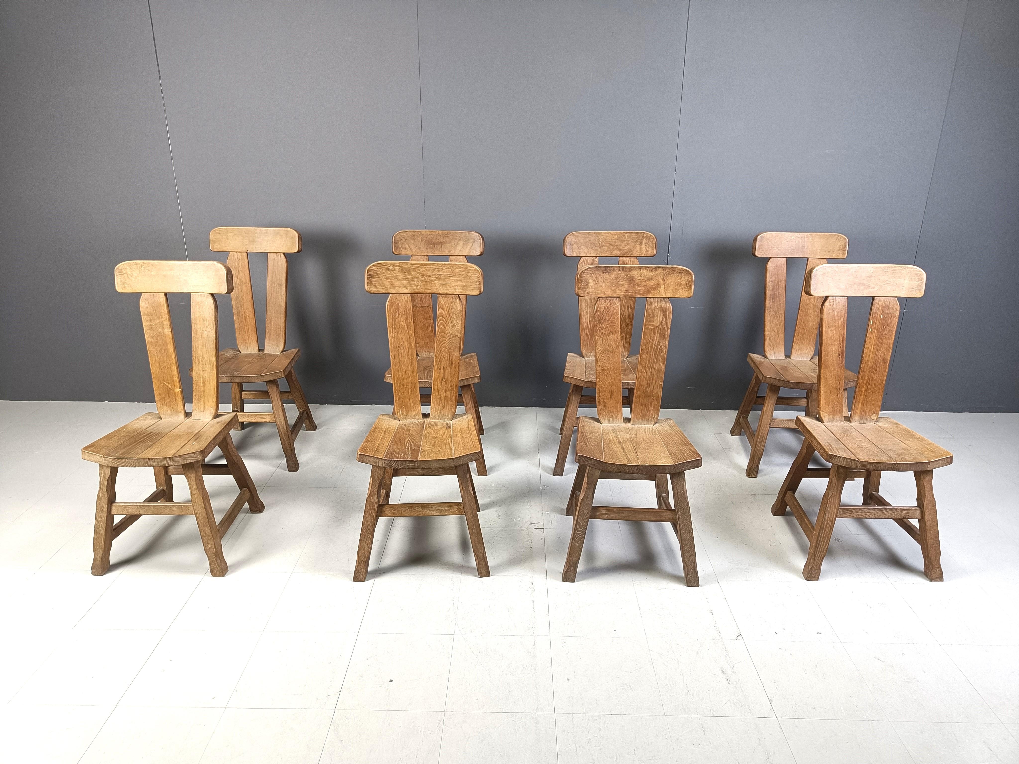 Brutalist Vintage dining chairs by Depuydt, set of 8 - 1960s