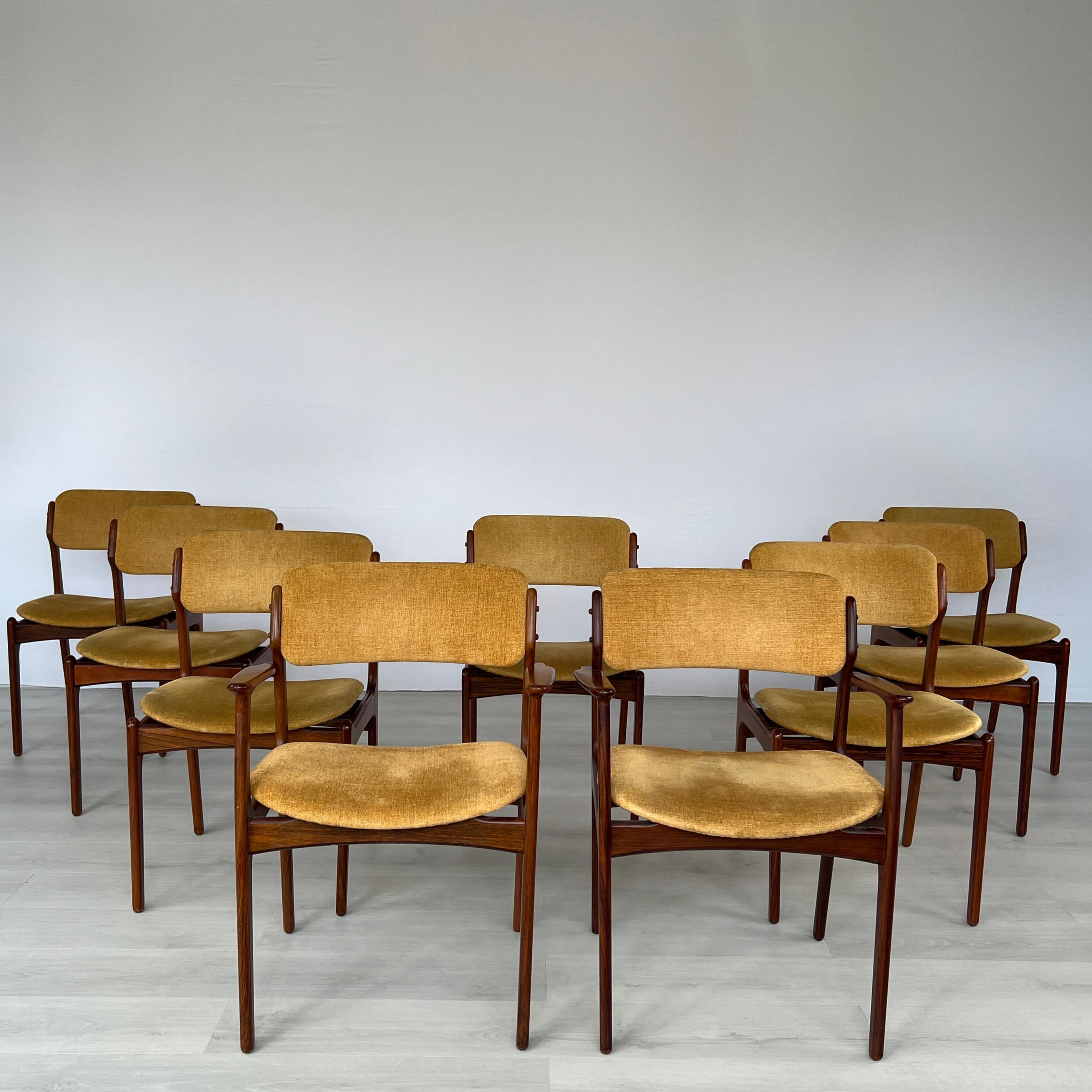 Danese Vintage Dining Chairs by E. Buch for o.d. Møbler a-S – Set of 9 in vendita