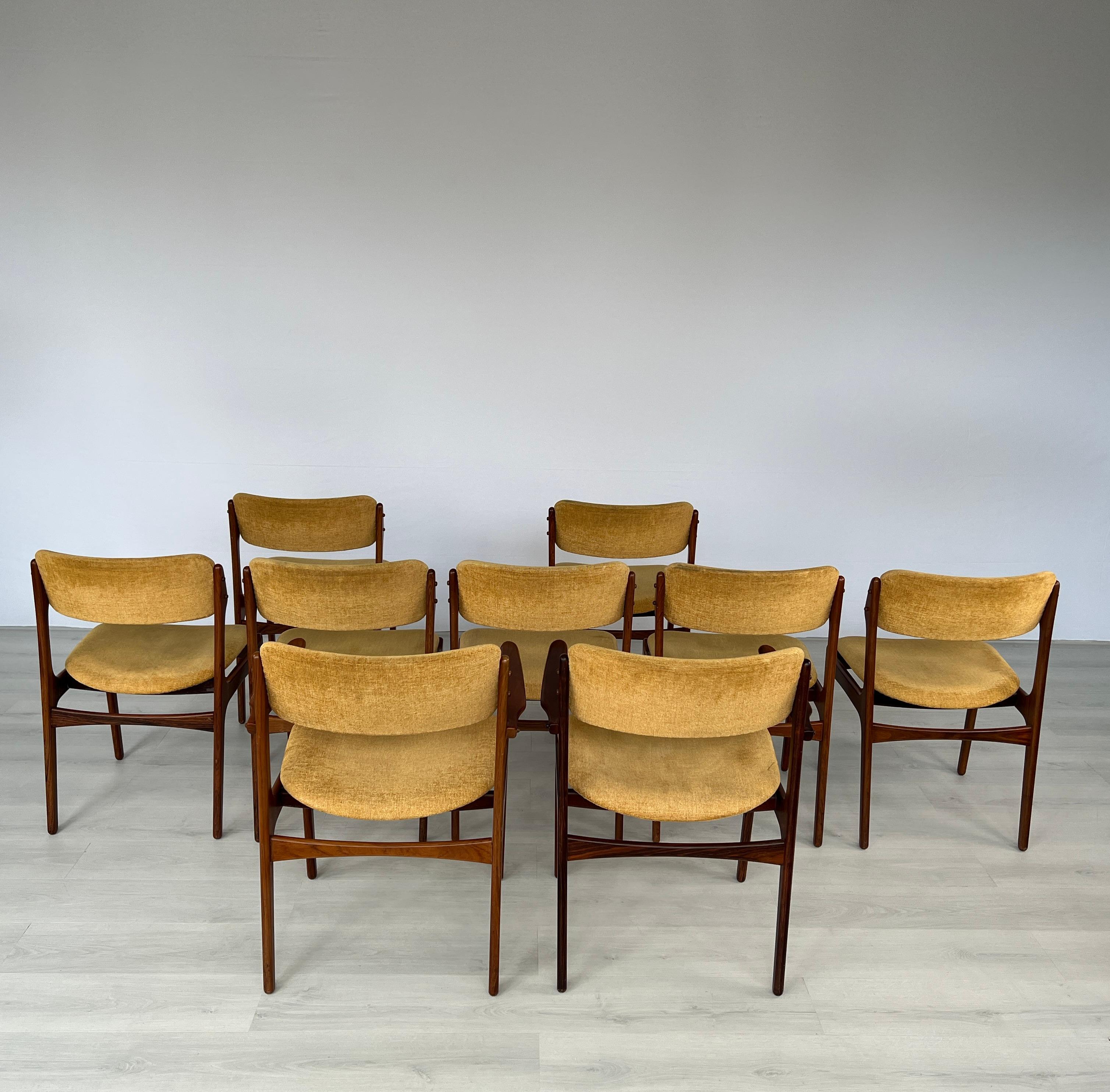 Tessuto Vintage Dining Chairs by E. Buch for o.d. Møbler a-S – Set of 9 in vendita