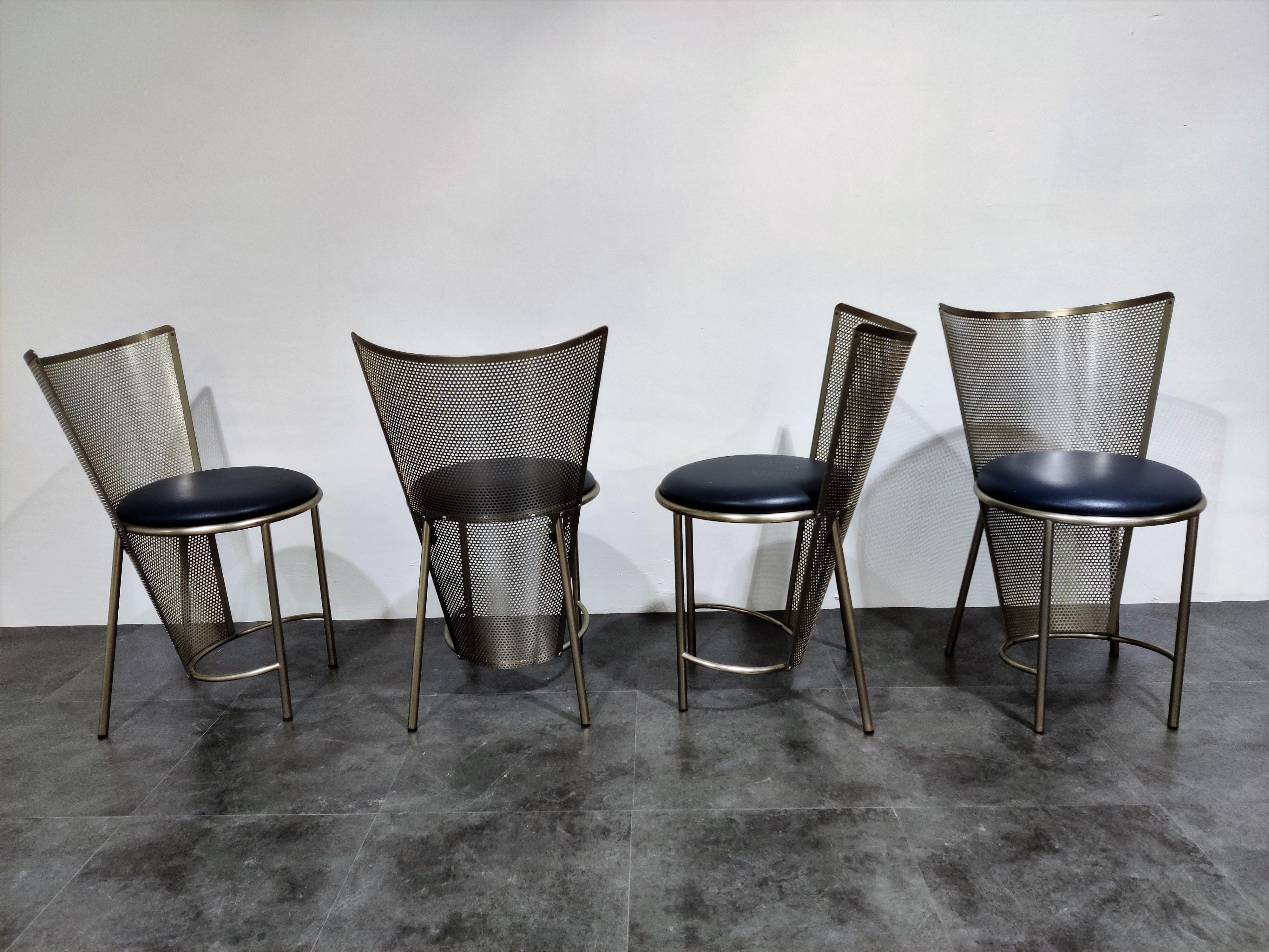 Aluminum Vintage Dining Chairs by Frans Van Praet, Set of 4