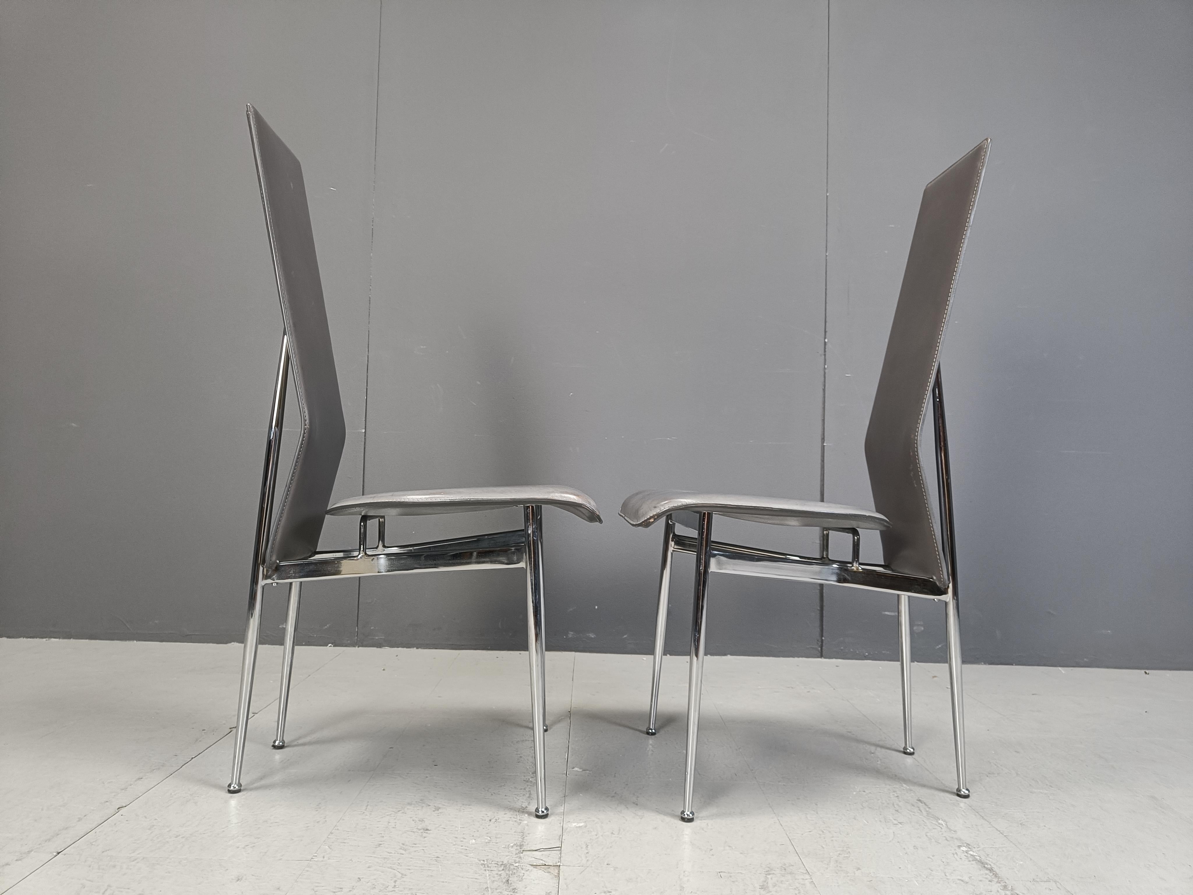 Vintage dining chairs by Giancarlo Vegni for Fasem, set of 8, 1980s For Sale 3
