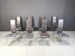 Vintage dining chairs by Giancarlo Vegni for Fasem, set of 8, 1980s