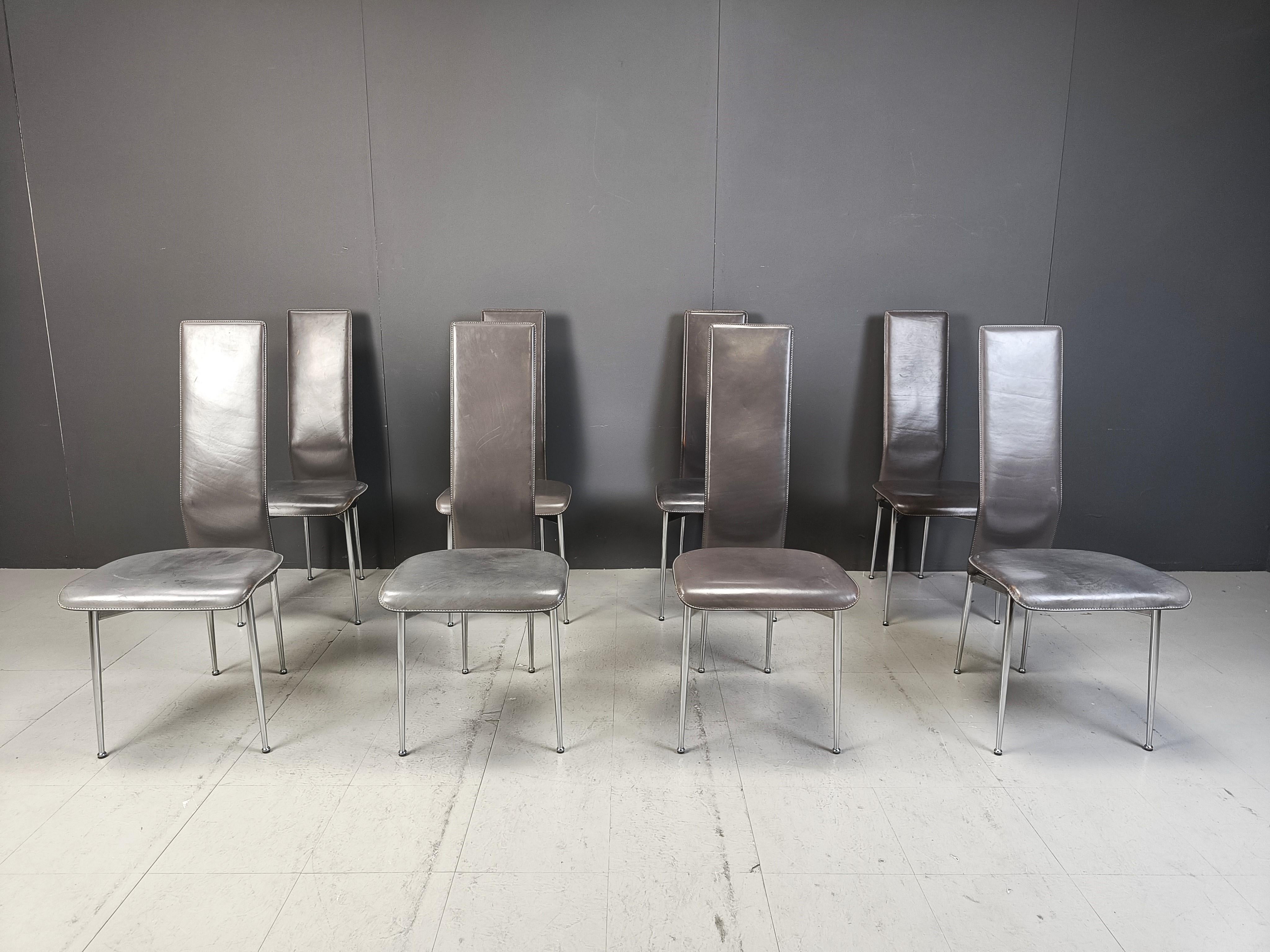 Post-Modern Vintage dining chairs by Giancarlo Vegni for Fasem, set of 8, 1980s For Sale