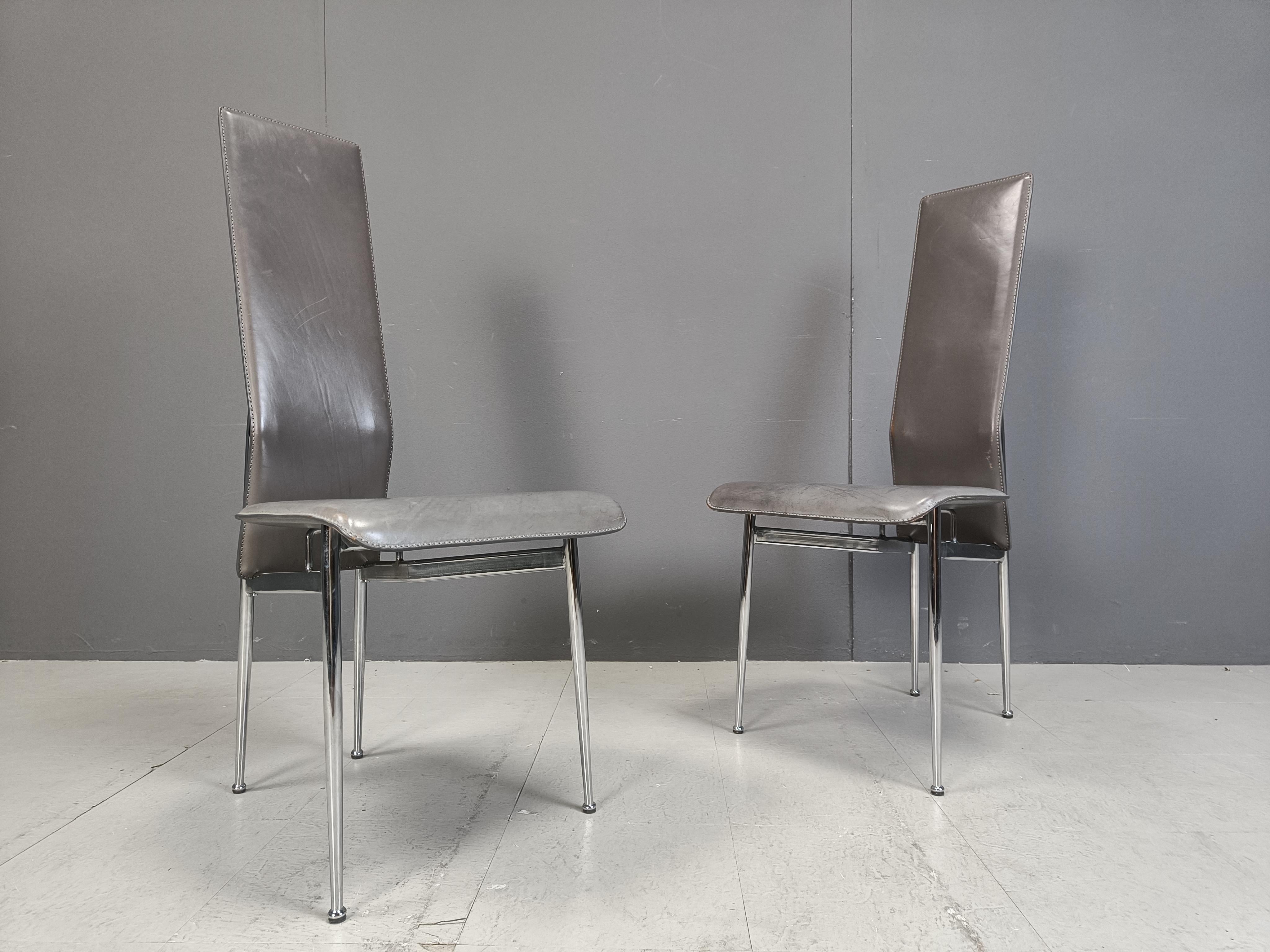 Vintage dining chairs by Giancarlo Vegni for Fasem, set of 8, 1980s For Sale 1