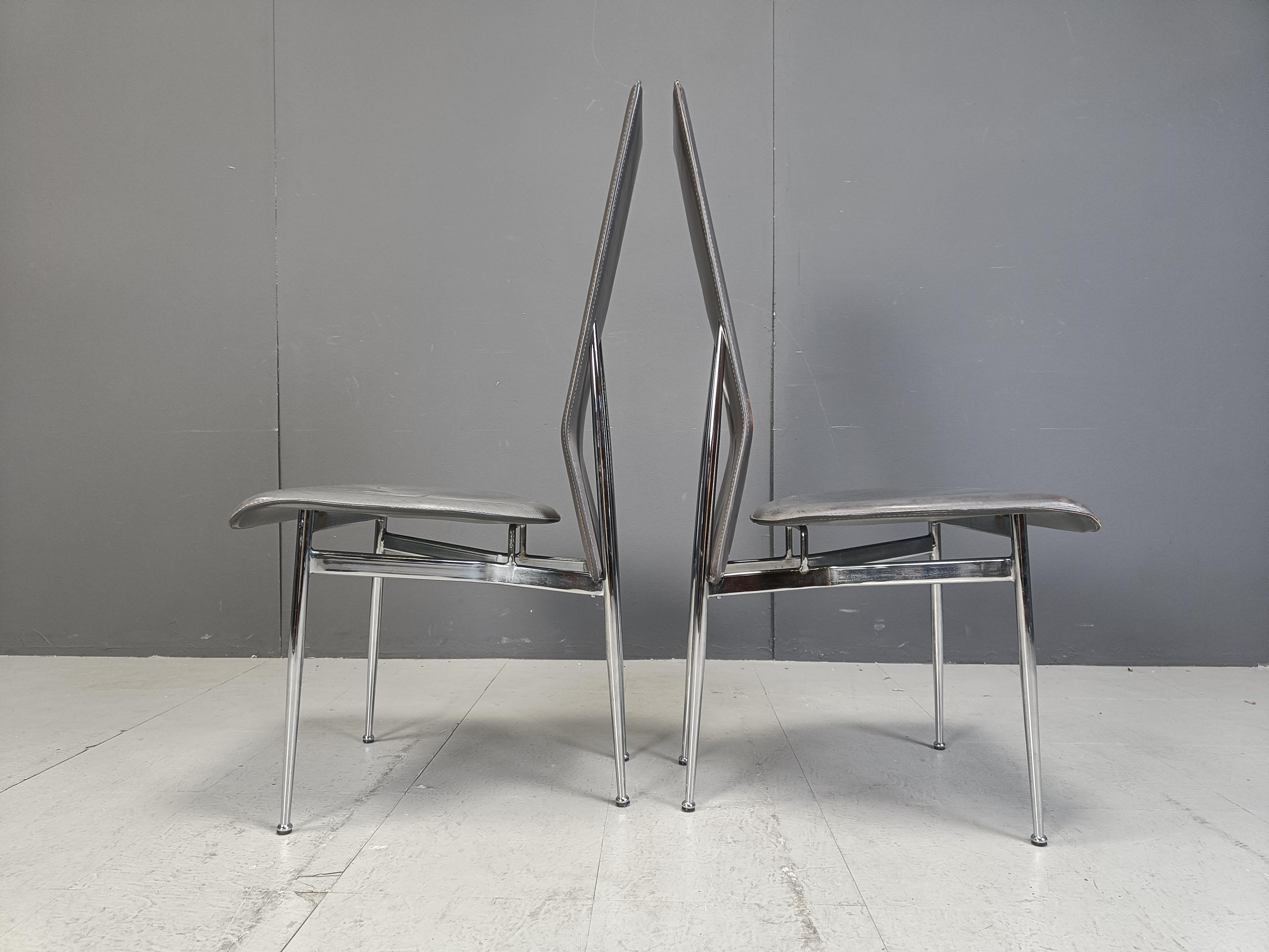 Vintage dining chairs by Giancarlo Vegni for Fasem, set of 8, 1980s For Sale 2
