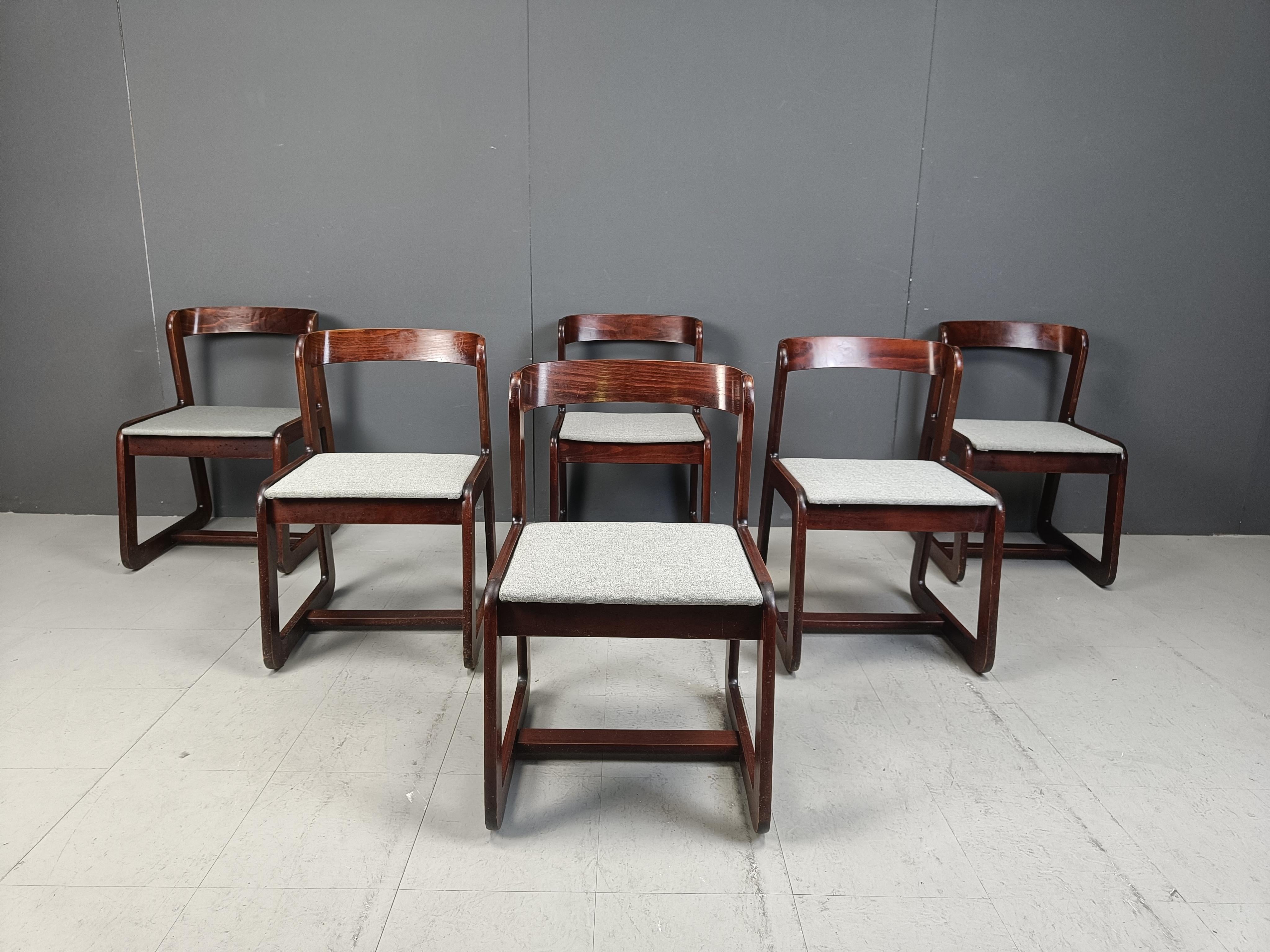 Mid-Century Modern Vintage Dining Chairs by Mario Sabot Set of 6, 1970s For Sale