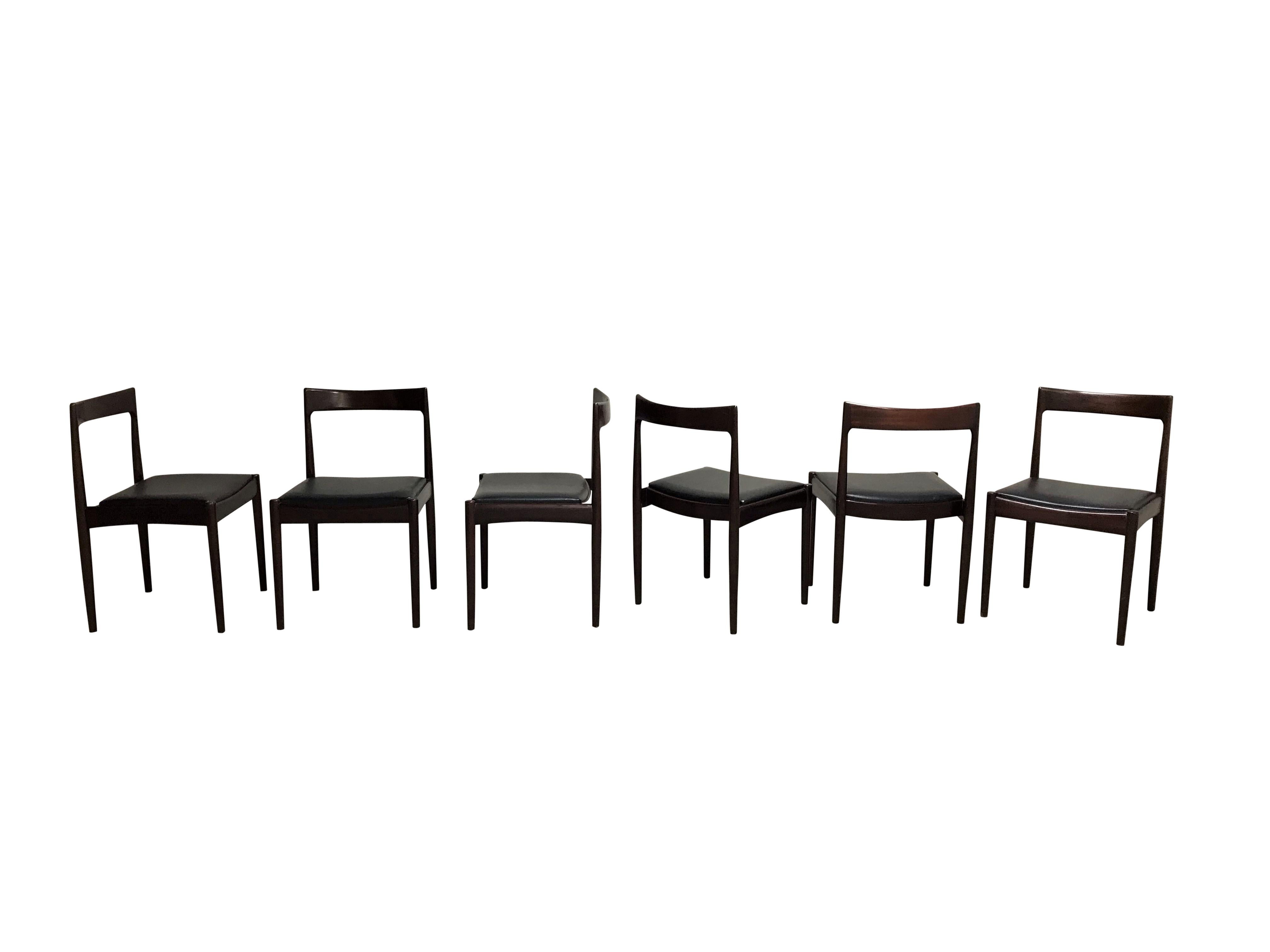 Belgian Vintage Dining Chairs by Oswald Vermaercke, Set of Six, 1960s
