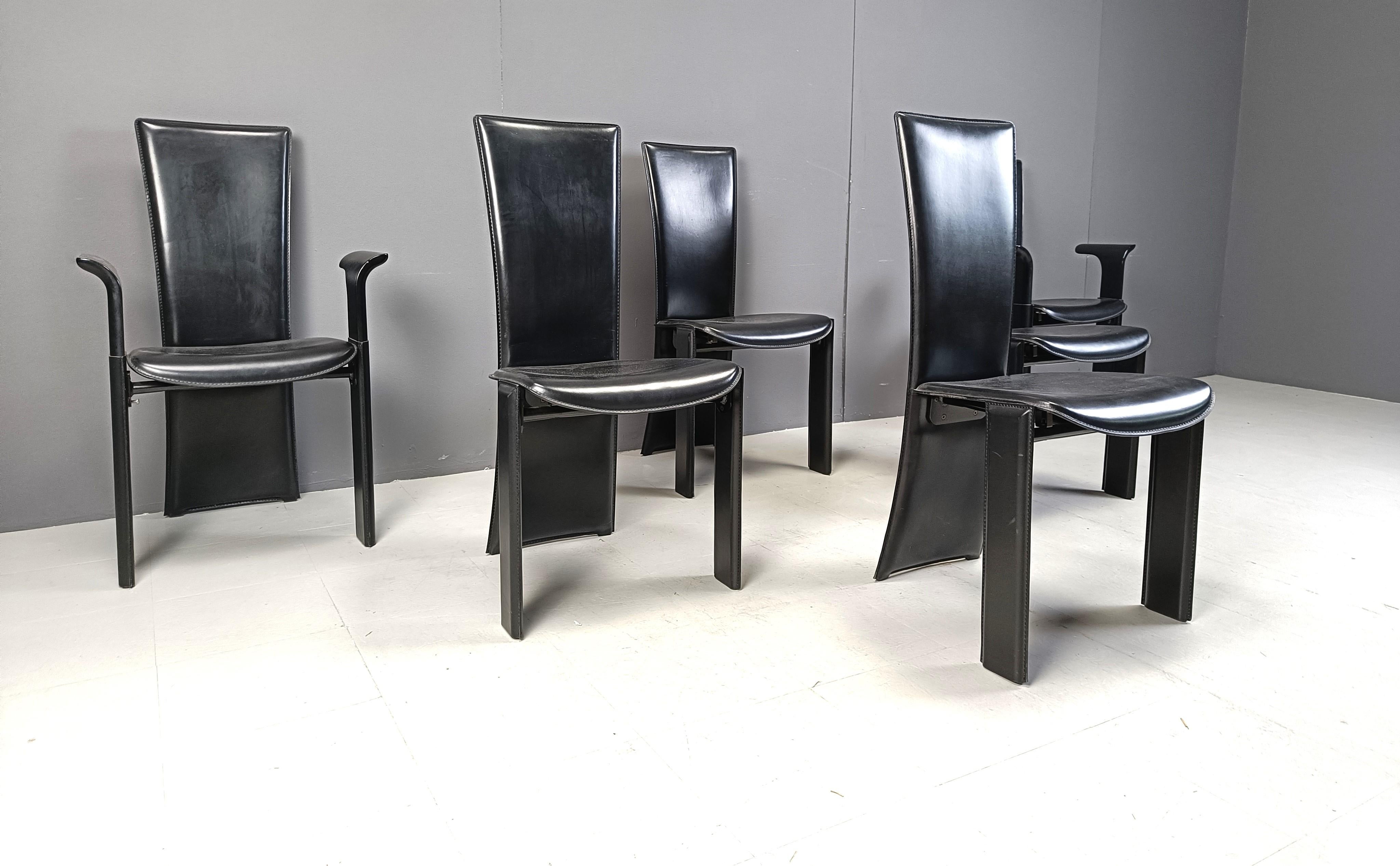 Leather Vintage dining chairs by Pietro costantini, 1980s, set of 6