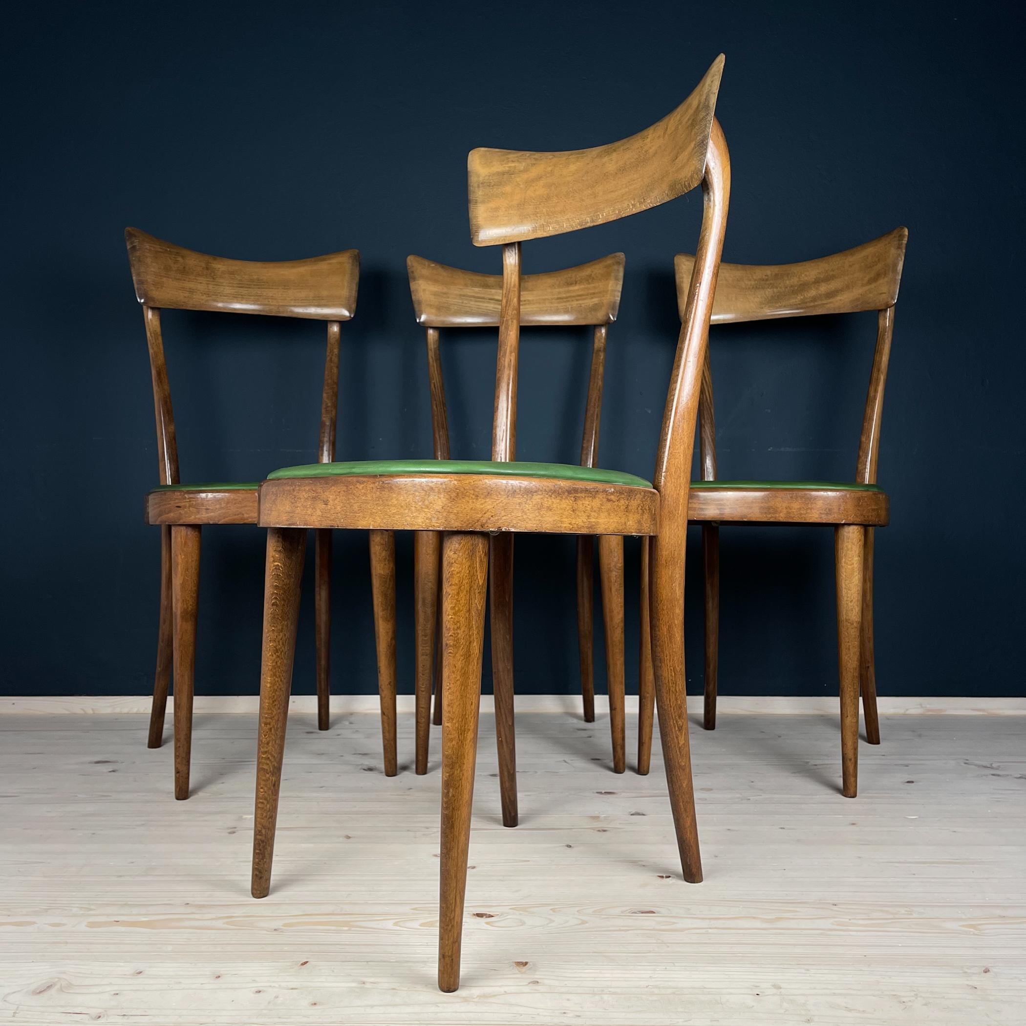 Esszimmerstühle im Vintage-Stil von Pirelli Sapsa, Italien 1950er Jahre, 4er Jahre, Set (Textil) im Angebot