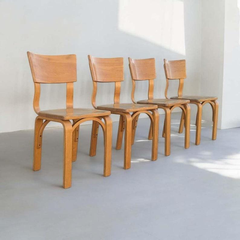 Sedie da pranzo vintage di Thonet, sedile a sella di faggio in vendita 2