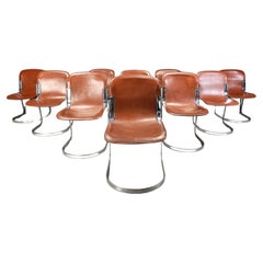 Vintage dining chairs by Willy Rizzo for cidue set of 10, 1970s