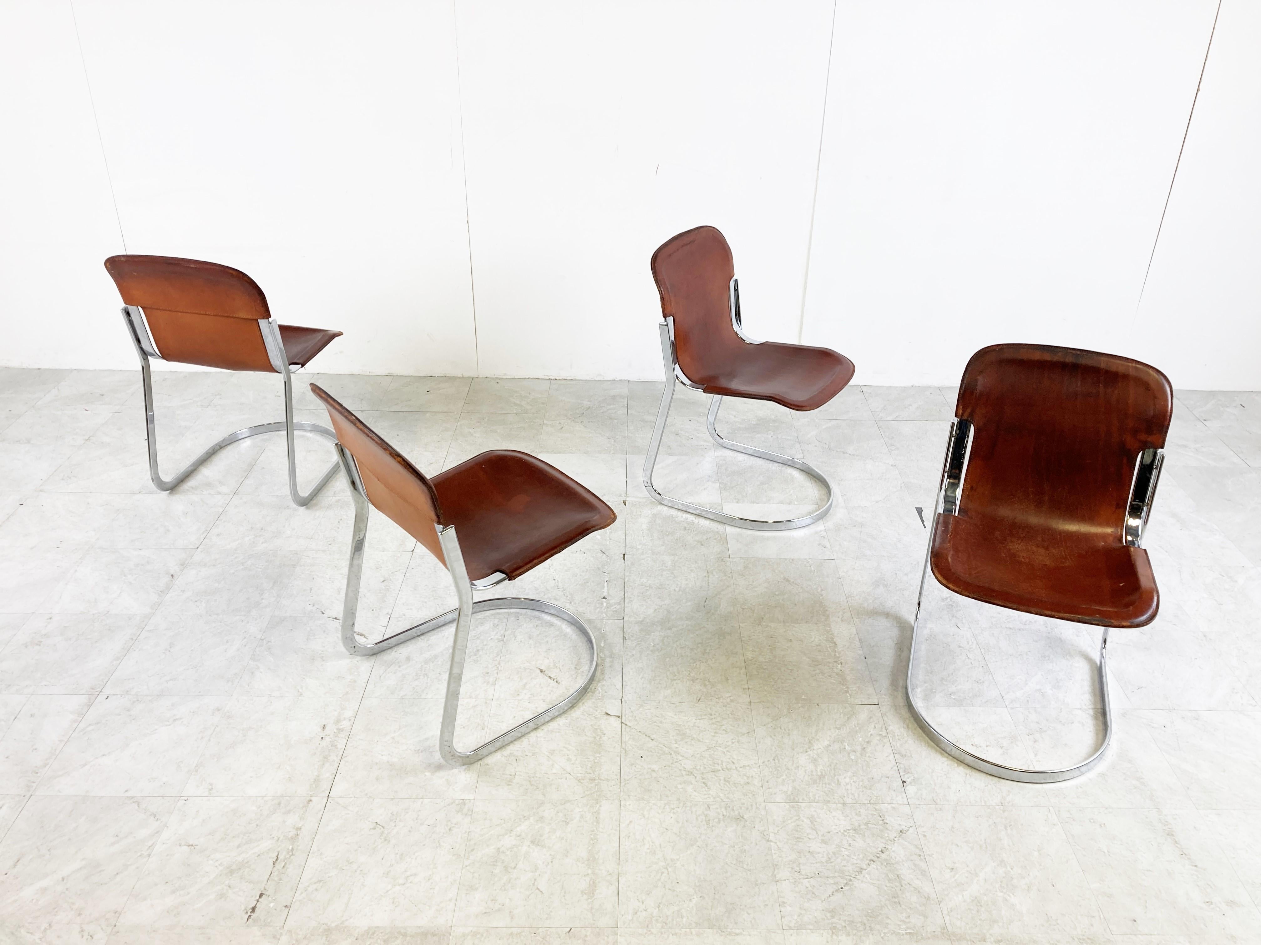 Vintage Dining Chairs by Willy Rizzo for Cidue Set of 4, 1970s 4
