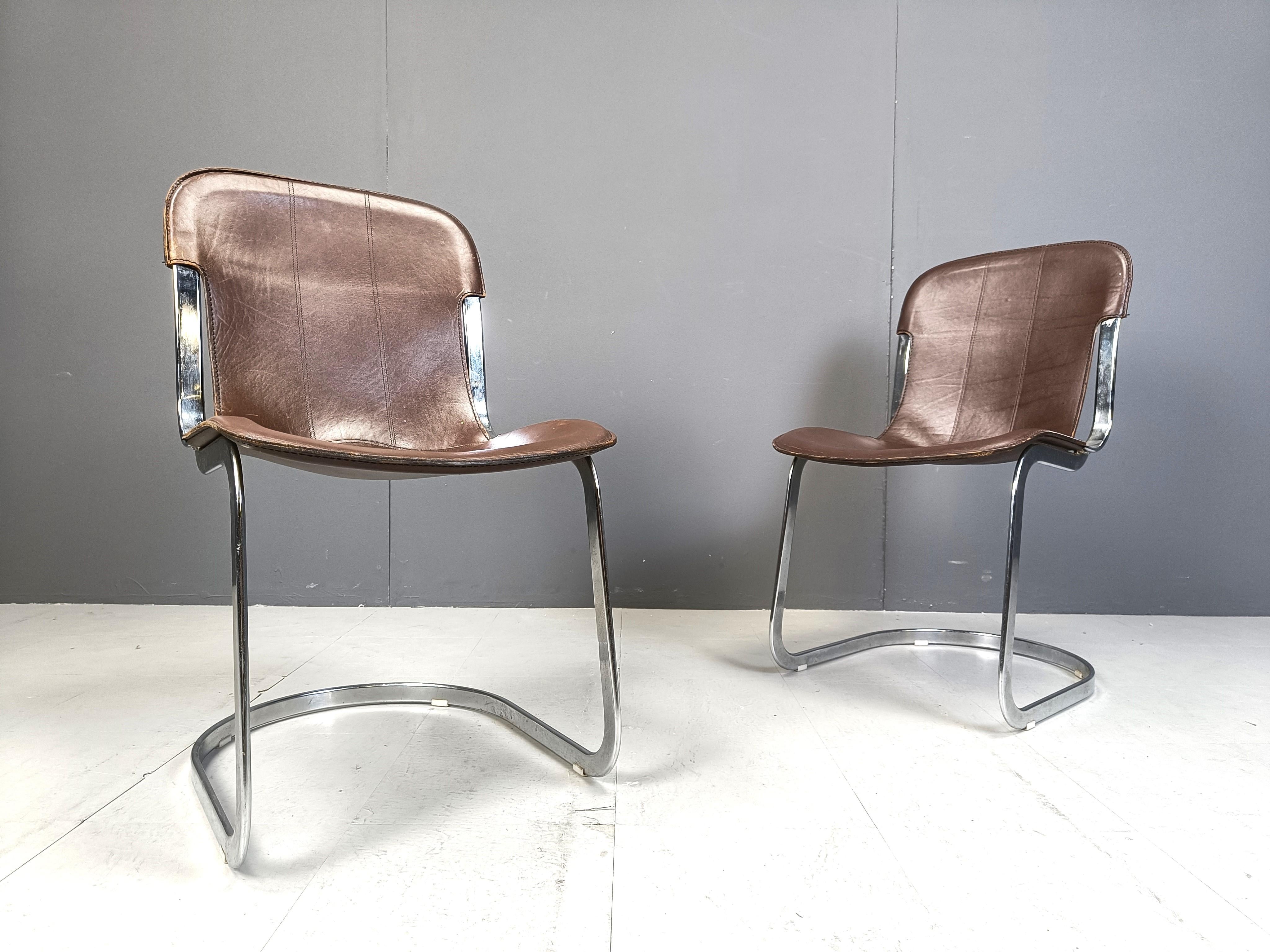 Vintage dining chairs by Willy Rizzo for cidue set of 4, 1970s 3