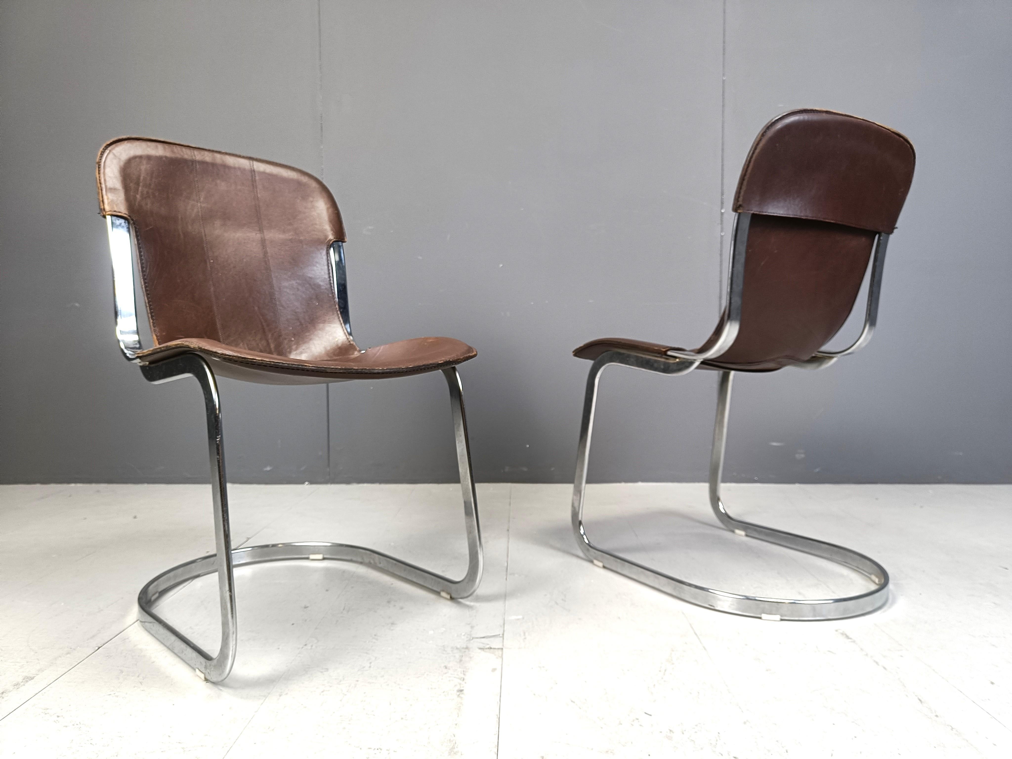 Vintage dining chairs by Willy Rizzo for cidue set of 4, 1970s 5