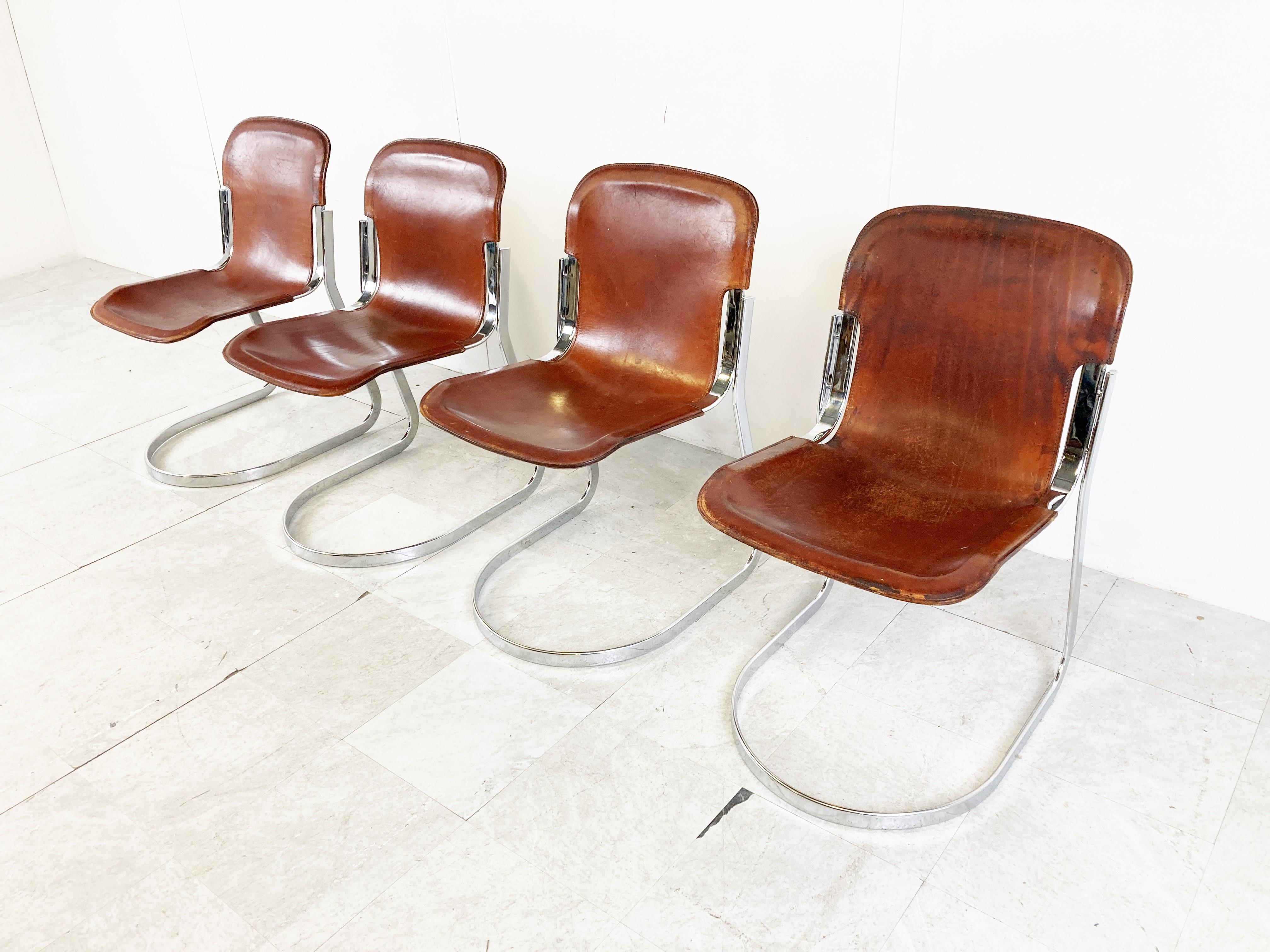 Late 20th Century Vintage Dining Chairs by Willy Rizzo for Cidue Set of 4, 1970s