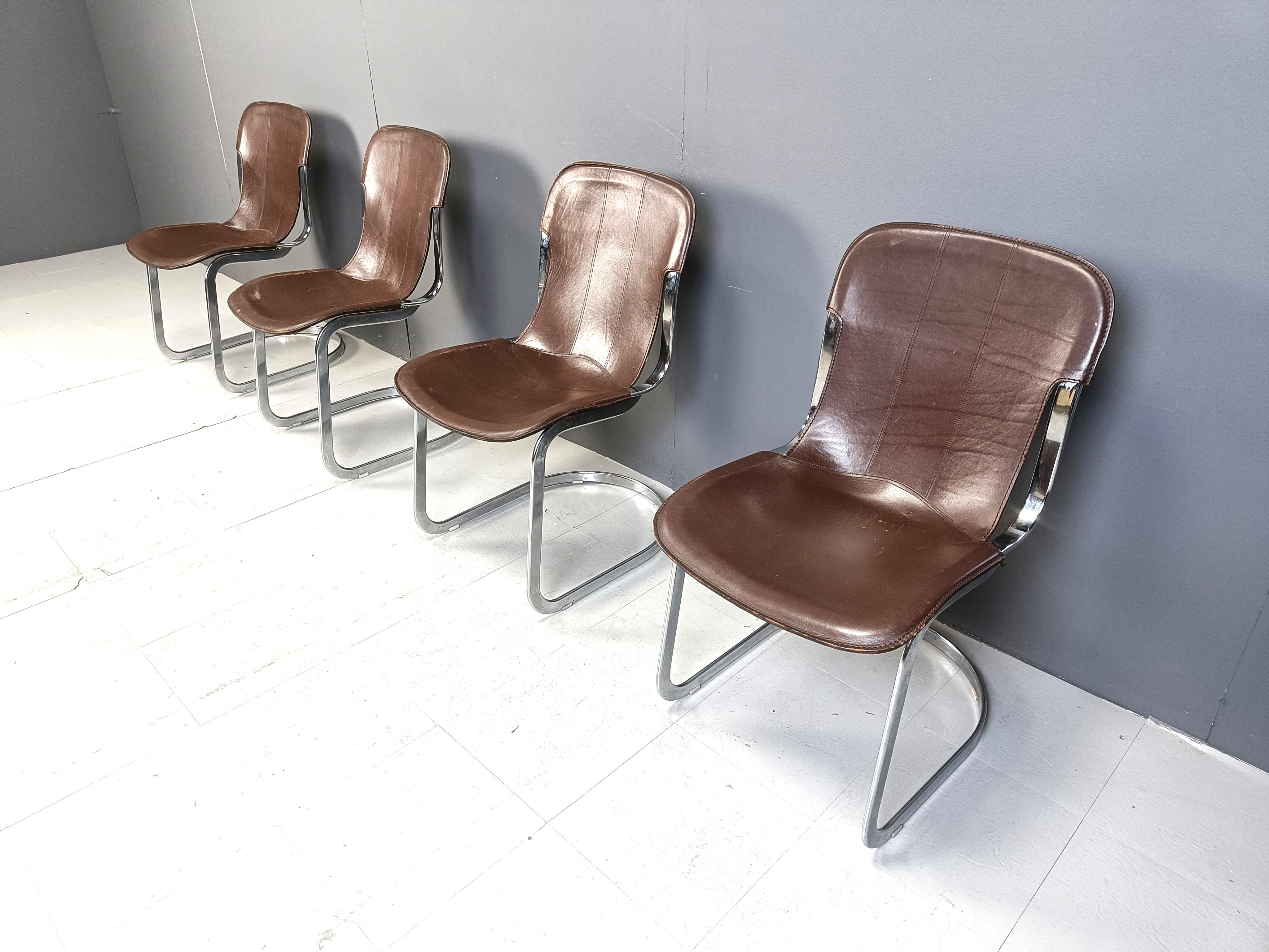 Vintage dining chairs by Willy Rizzo for cidue set of 4, 1970s In Good Condition In Leuven, Vlaams Gewest