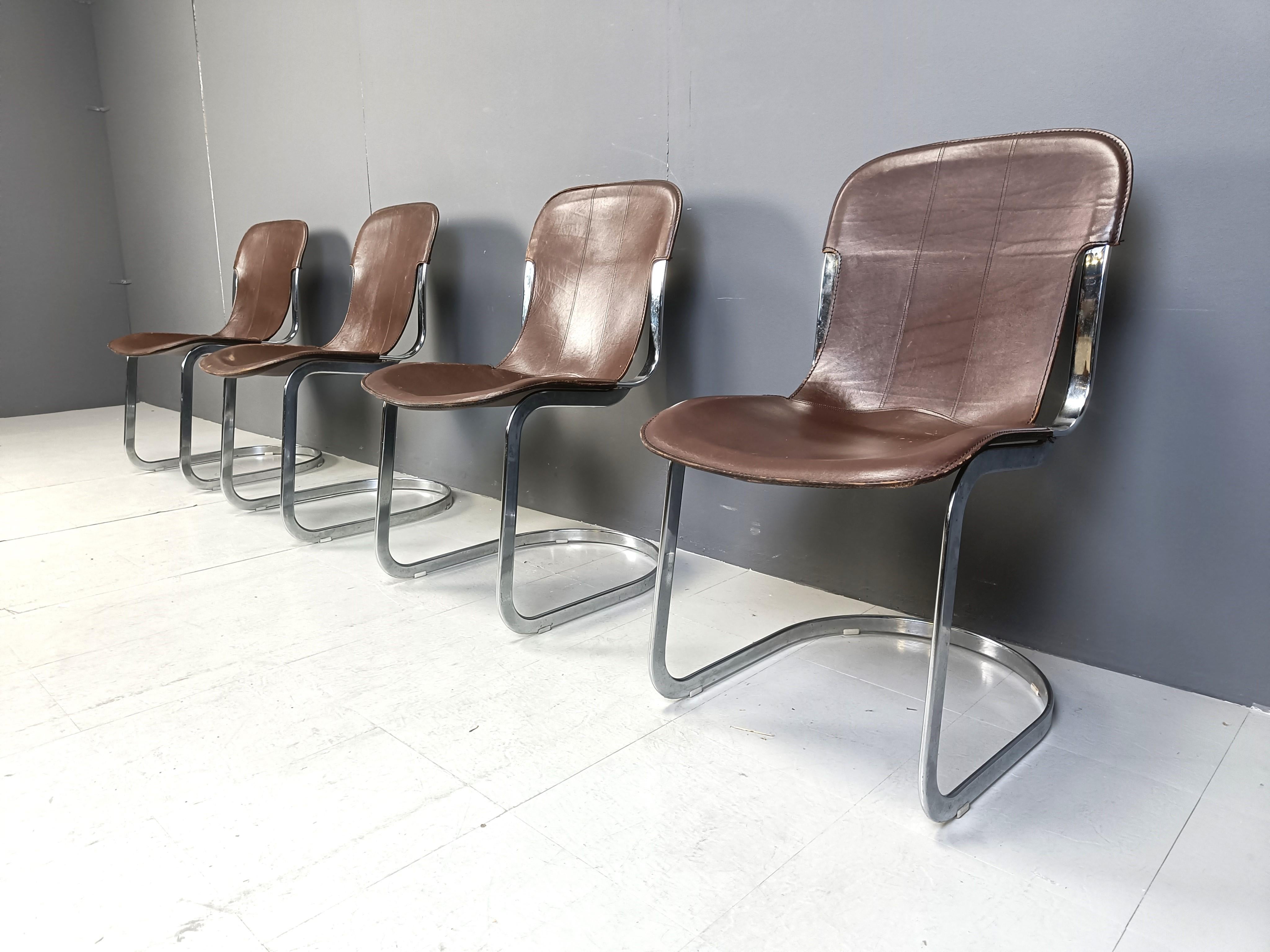 Late 20th Century Vintage dining chairs by Willy Rizzo for cidue set of 4, 1970s