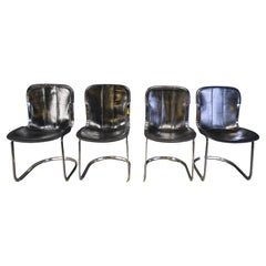 Vintage dining chairs by Willy Rizzo for cidue set of 4, 1970s